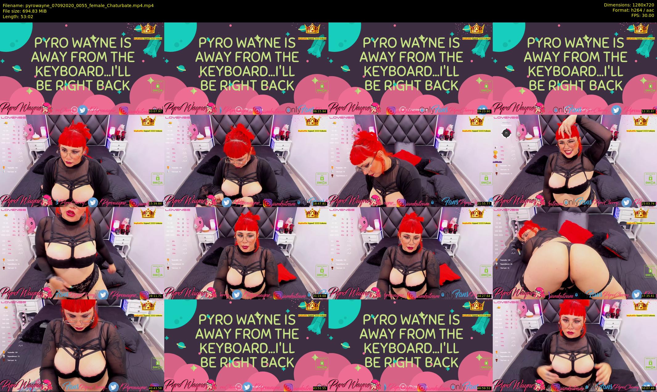 pyrowayne — 54 minute Chaturbate female cam show recording, 720p, Sep 7, 2020
