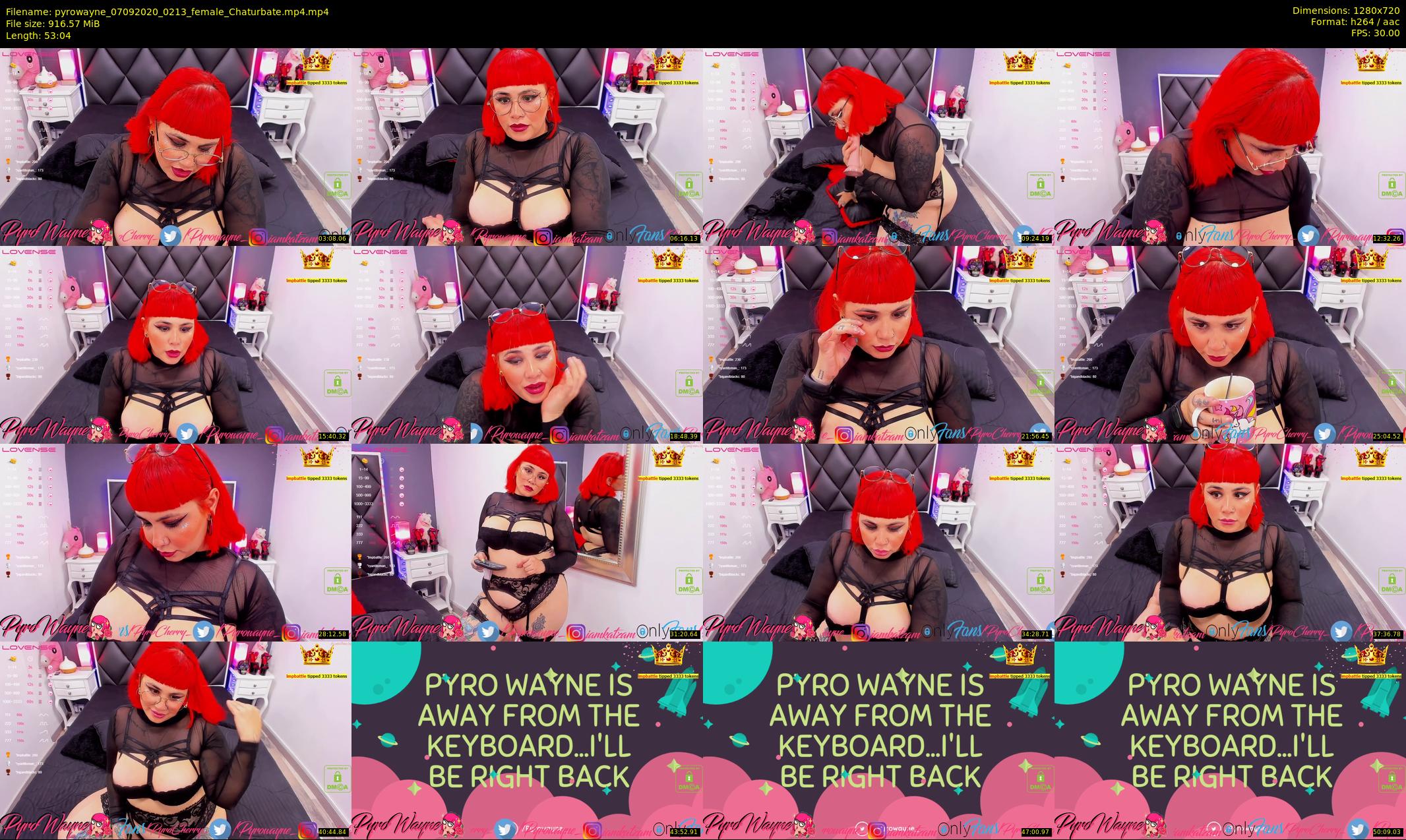 pyrowayne — 54 minute Chaturbate female cam show recording, 720p, Sep 7, 2020