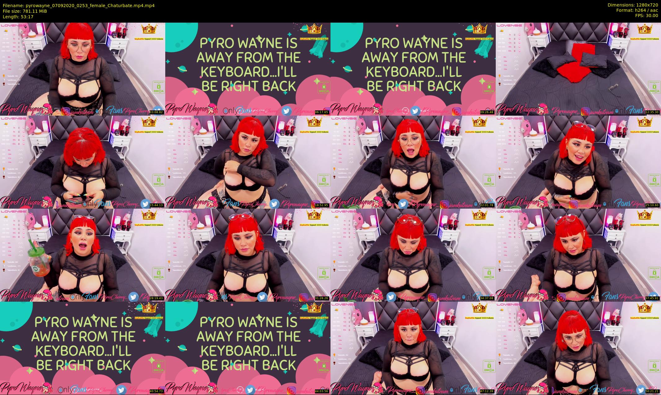 pyrowayne — 54 minute Chaturbate female cam show recording, 720p, Sep 7, 2020