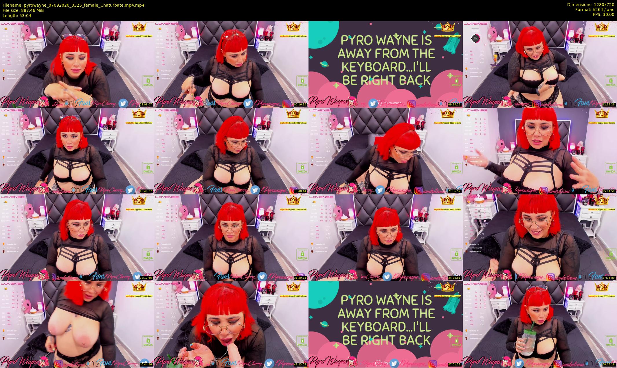 pyrowayne — 54 minute Chaturbate female cam show recording, 720p, Sep 7, 2020