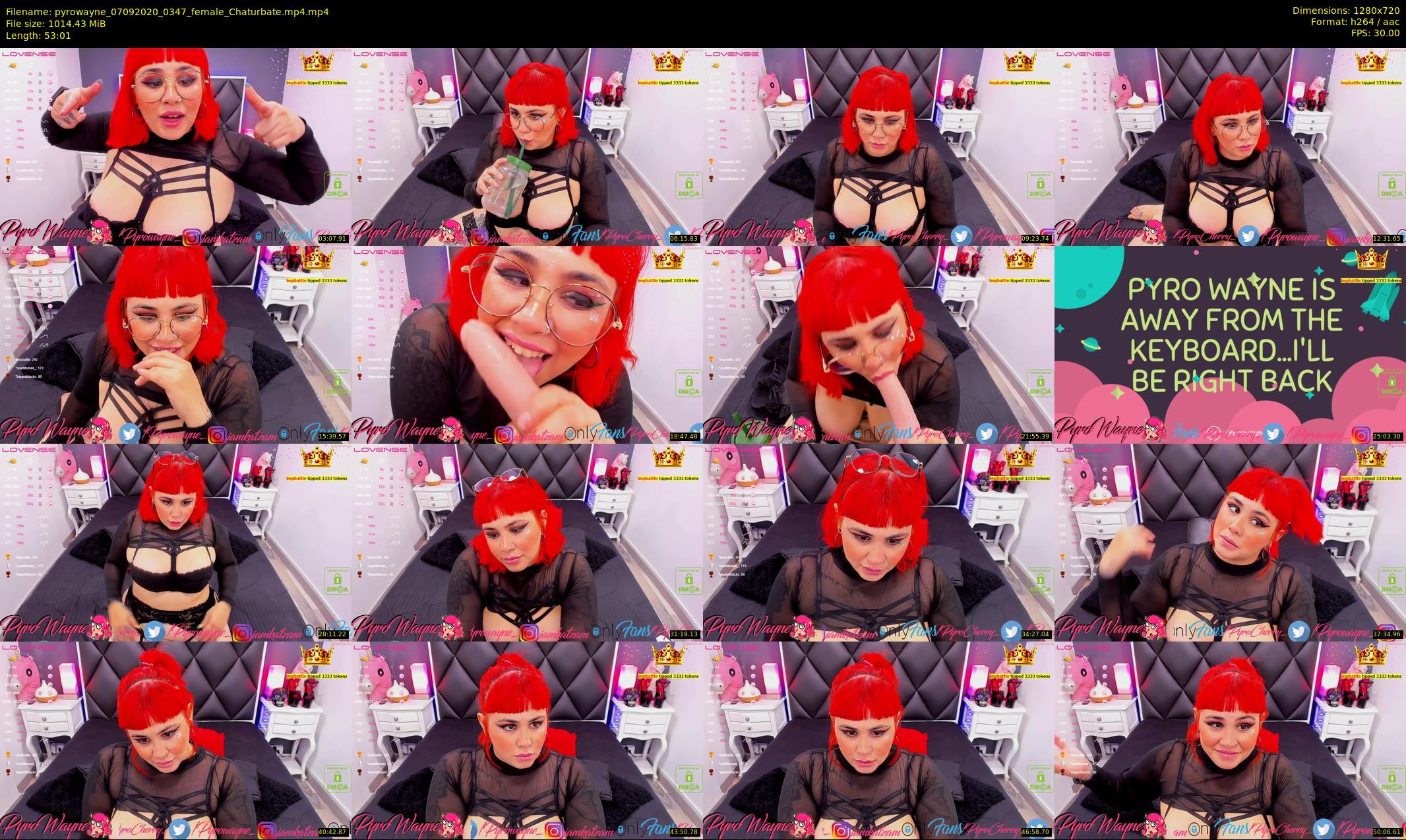 pyrowayne — 54 minute Chaturbate female cam show recording, 720p, Sep 7, 2020