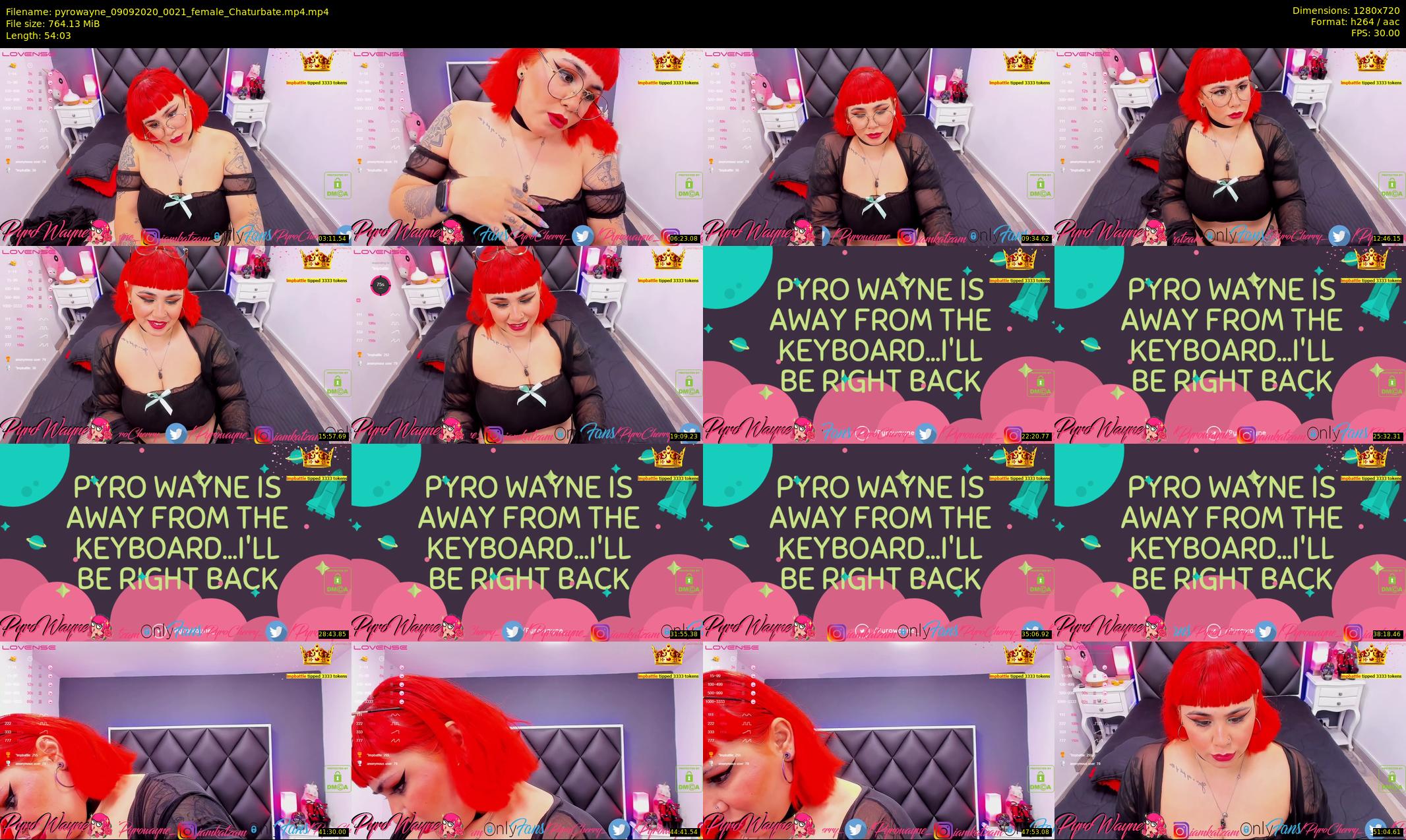 pyrowayne — 55 minute Chaturbate female cam show recording, 720p, Sep 9, 2020