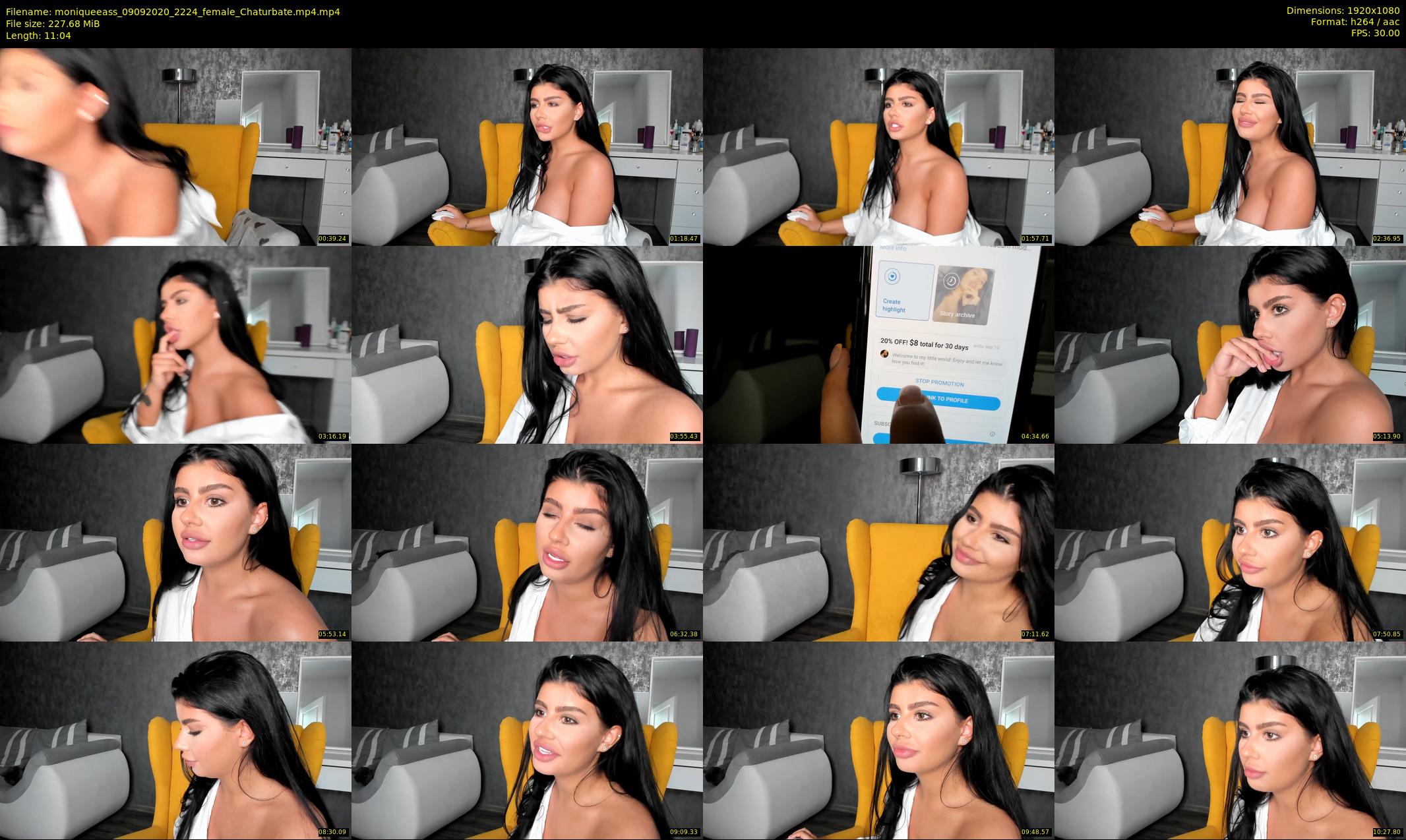 moniqueeass — 12 minute Chaturbate female cam show recording, 1080p, Sep 9, 2020