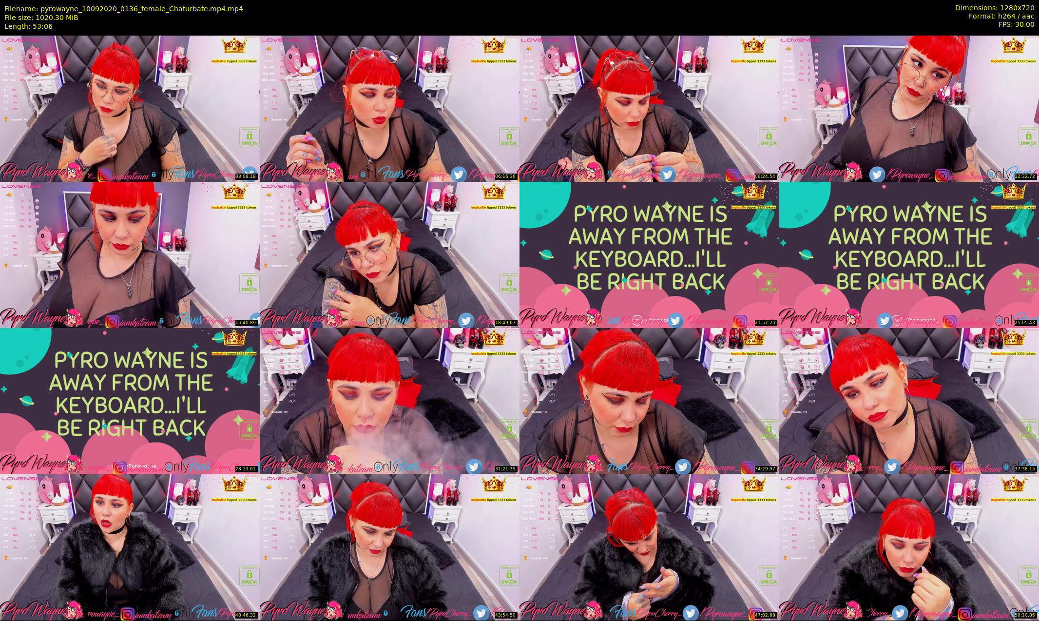 pyrowayne — 54 minute Chaturbate female cam show recording, 720p, Sep 10, 2020