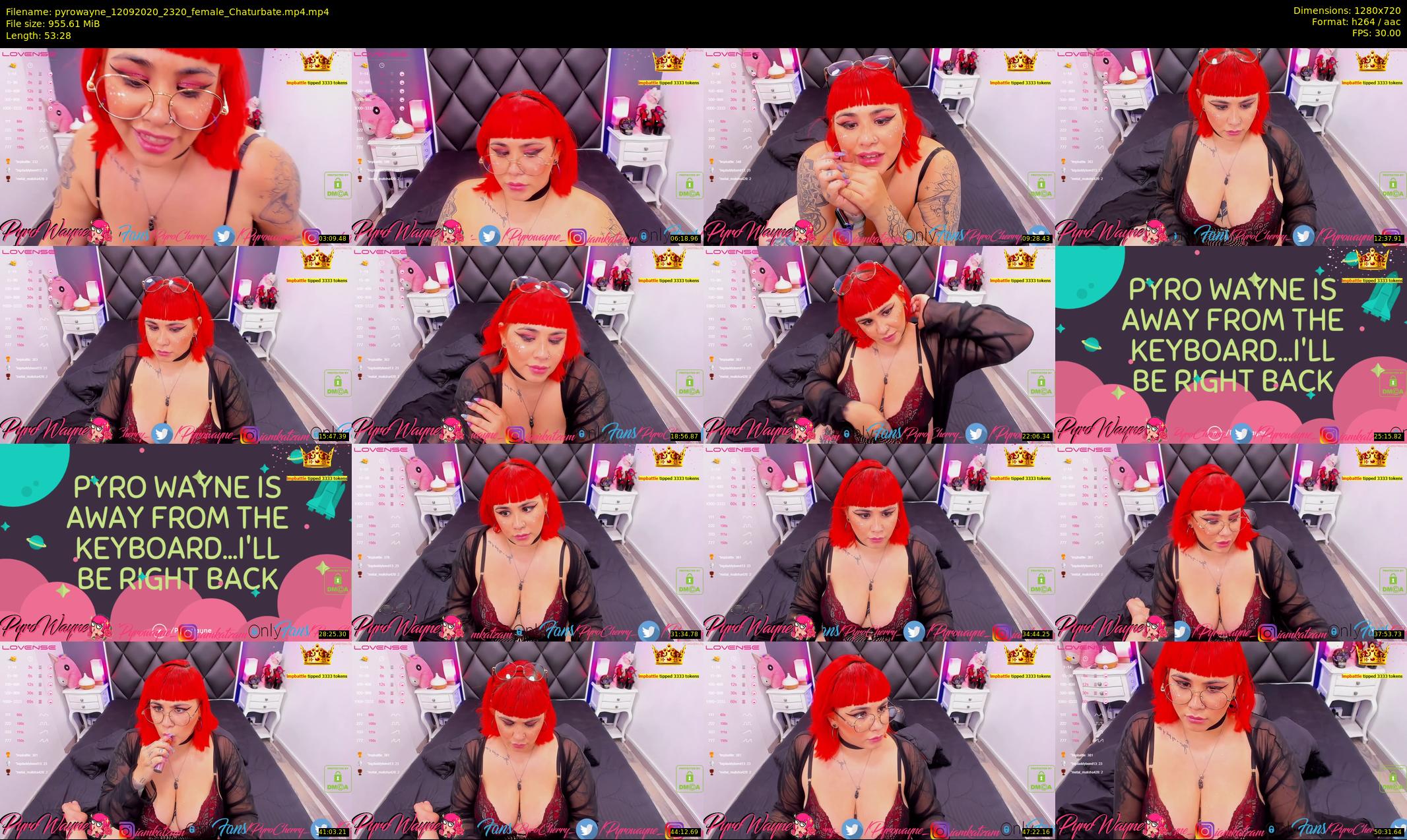 pyrowayne — 54 minute Chaturbate female cam show recording, 720p, Sep 12, 2020