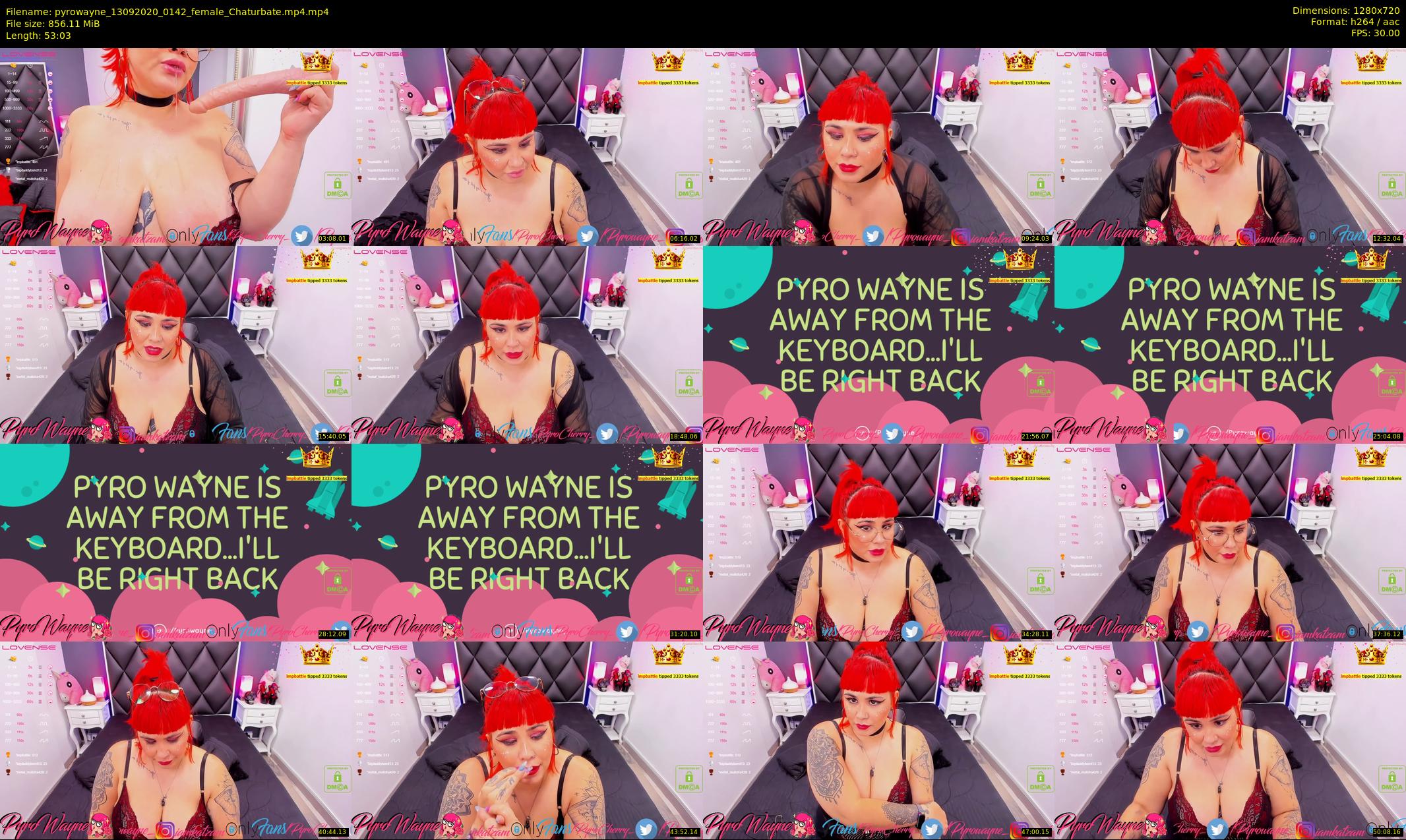 pyrowayne — 54 minute Chaturbate female cam show recording, 720p, Sep 13, 2020