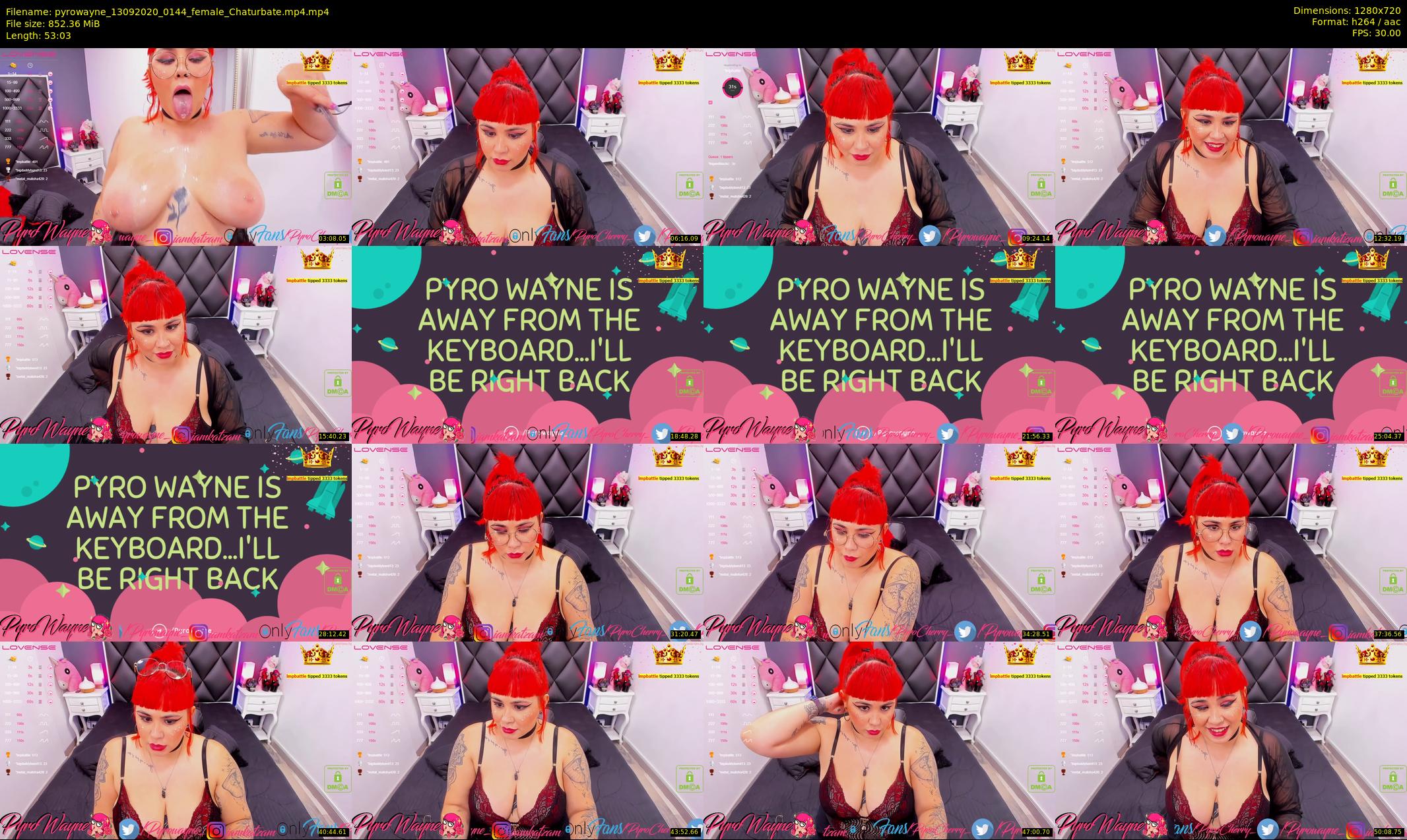 pyrowayne — 54 minute Chaturbate female cam show recording, 720p, Sep 13, 2020