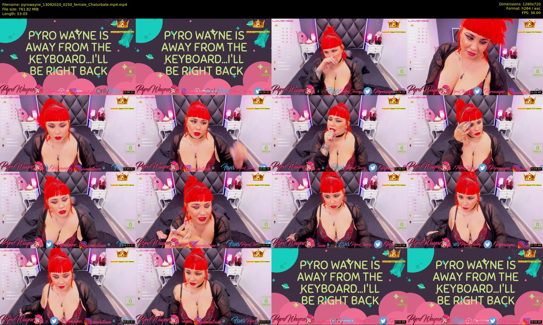 pyrowayne — 54 minute Chaturbate female cam show recording, 720p, Sep 13, 2020