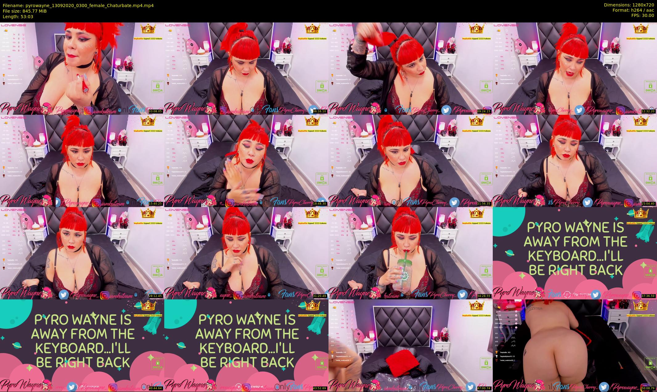 pyrowayne — 54 minute Chaturbate female cam show recording, 720p, Sep 13, 2020