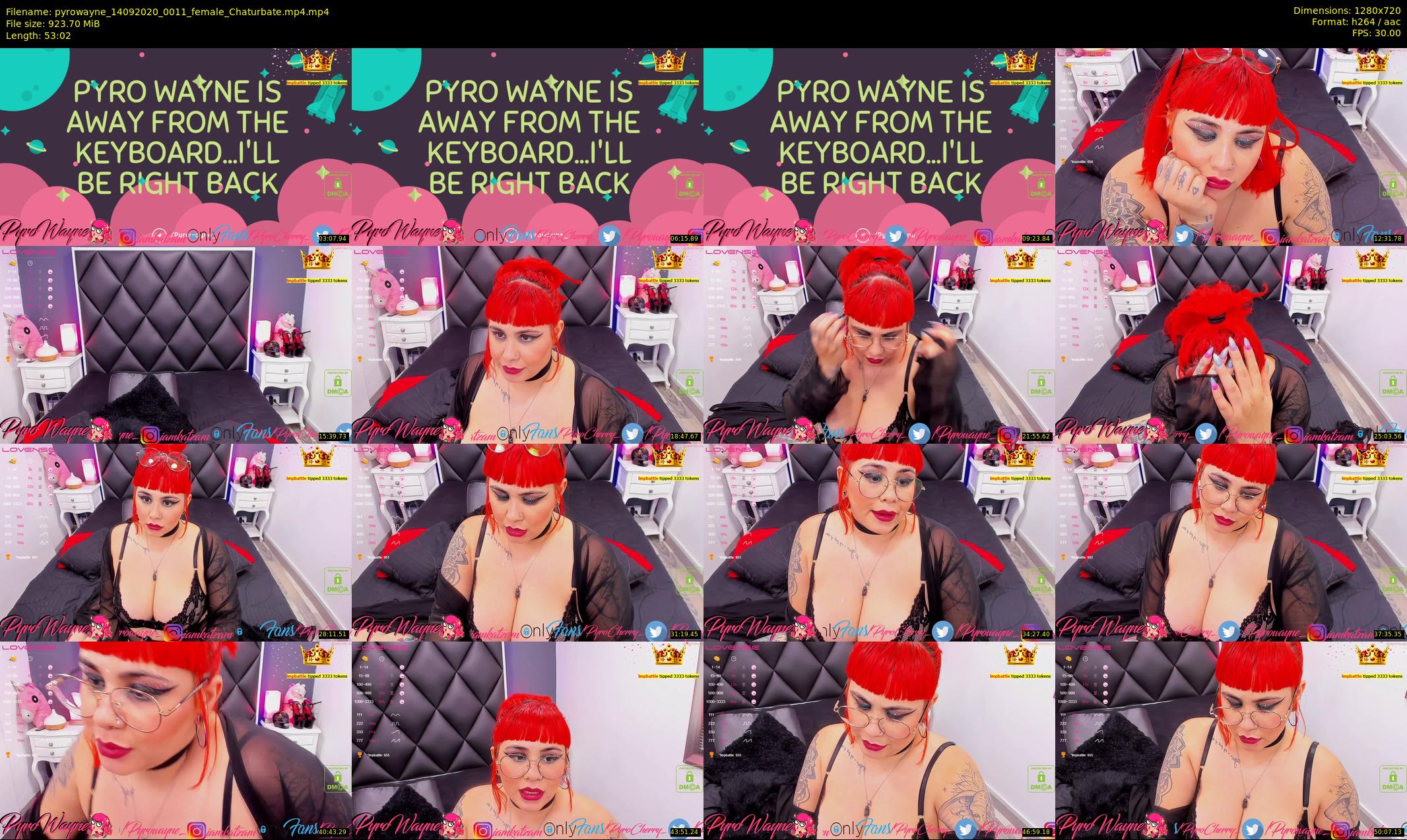 pyrowayne — 54 minute Chaturbate female cam show recording, 720p, Sep 14, 2020