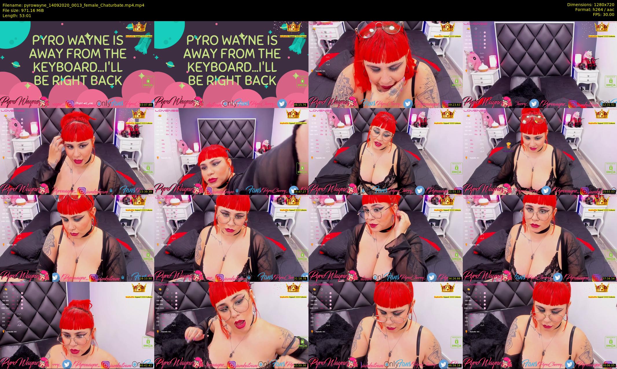 pyrowayne — 54 minute Chaturbate female cam show recording, 720p, Sep 14, 2020
