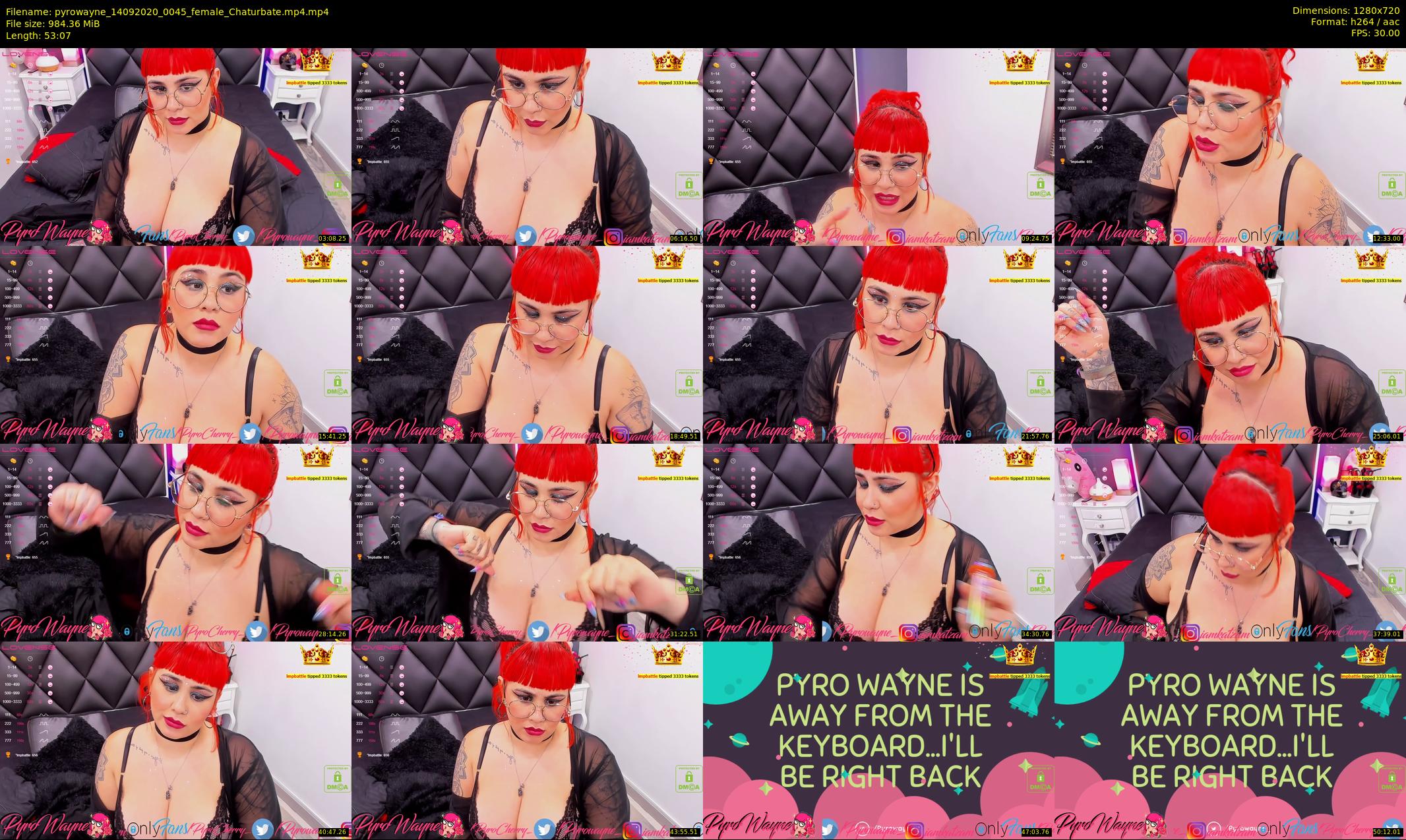 pyrowayne — 54 minute Chaturbate female cam show recording, 720p, Sep 14, 2020