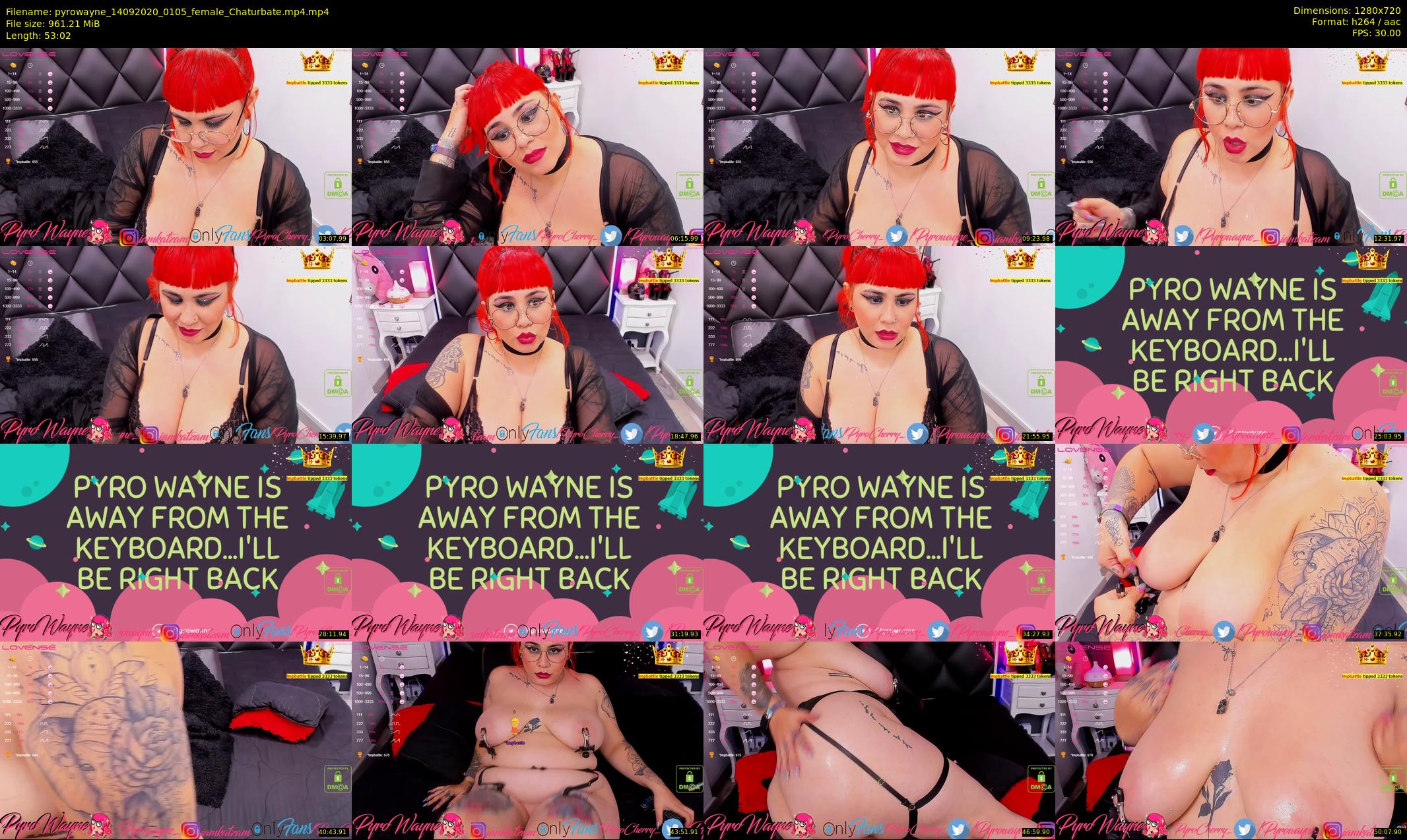 pyrowayne — 54 minute Chaturbate female cam show recording, 720p, Sep 14, 2020