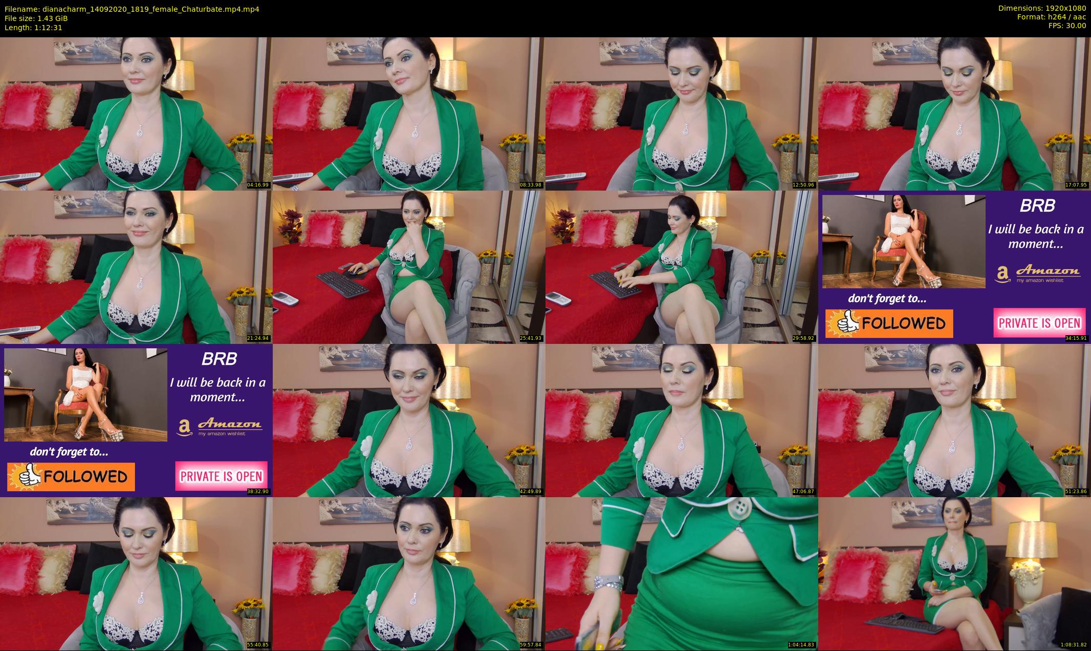 dianacharm — 73 minute Chaturbate female cam show recording, 1080p, Sep 14, 2020