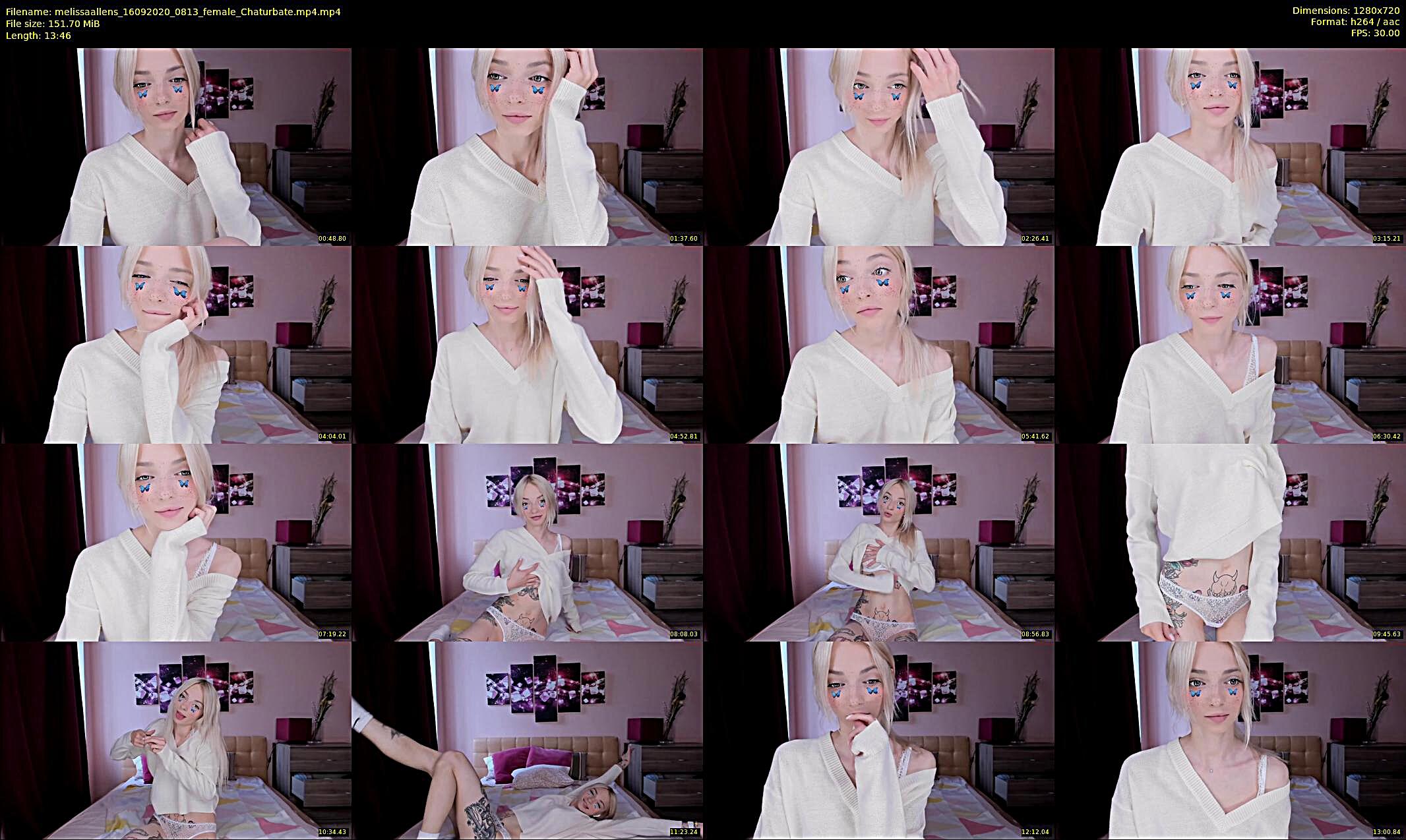 melissaallens — 14 minute Chaturbate female cam show recording, 720p, Sep 16, 2020