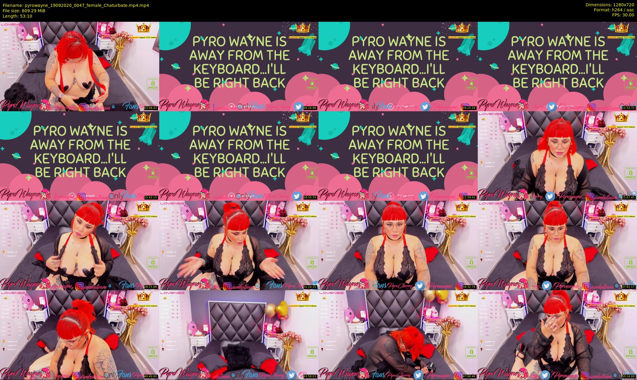 pyrowayne — 54 minute Chaturbate female cam show recording, 720p, Sep 19, 2020