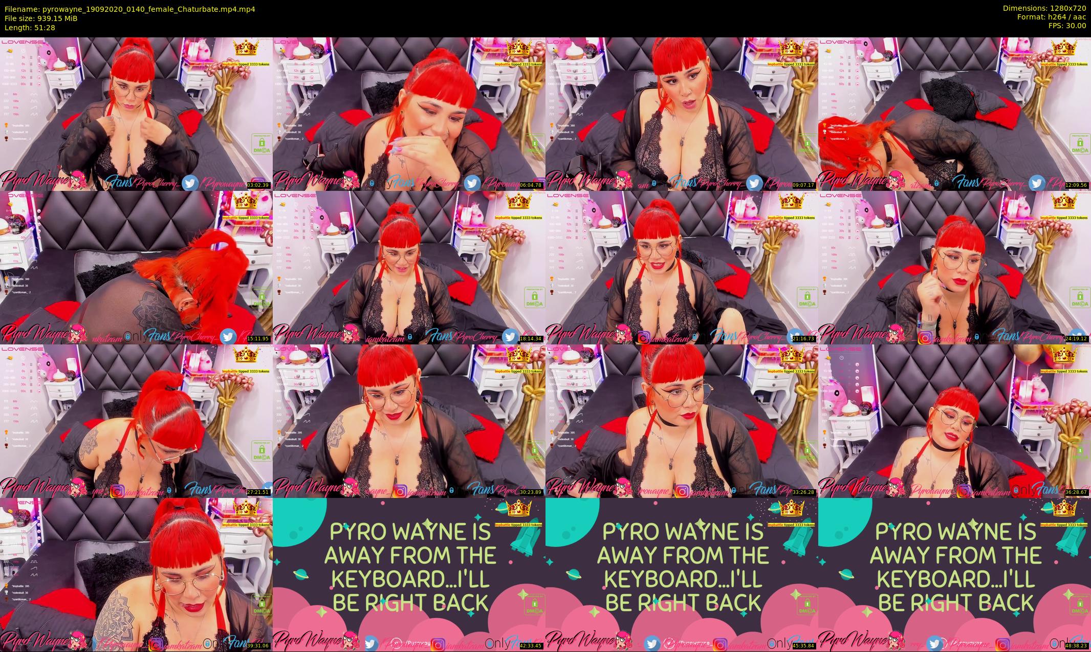 pyrowayne — 52 minute Chaturbate female cam show recording, 720p, Sep 19, 2020