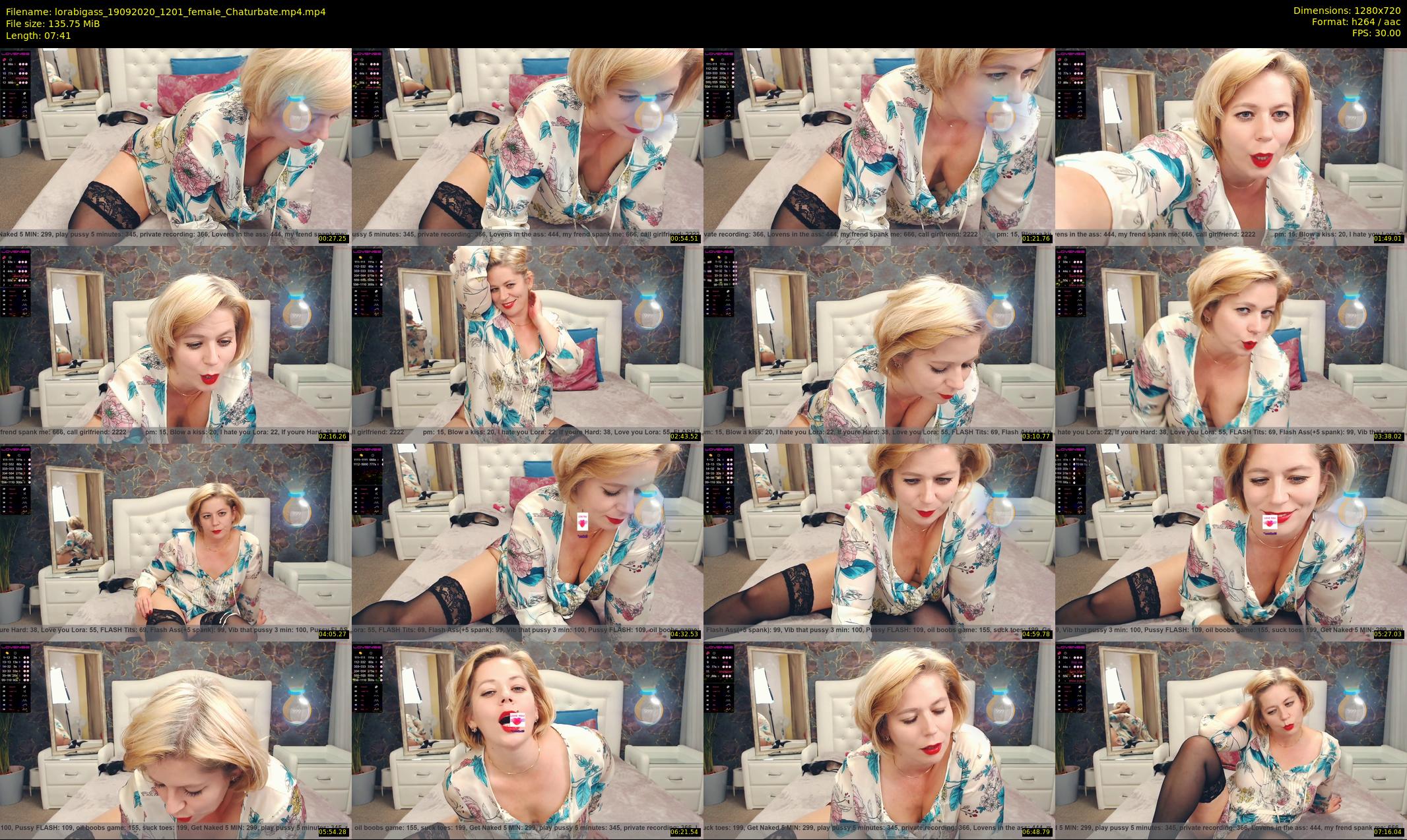 lorabigass — 8 minute Chaturbate female cam show recording, 720p, Sep 19, 2020