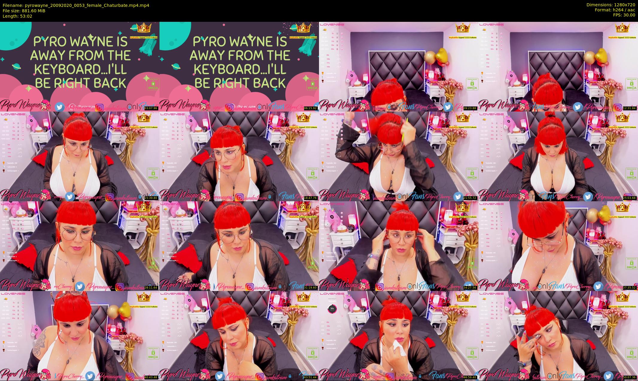pyrowayne — 54 minute Chaturbate female cam show recording, 720p, Sep 20, 2020