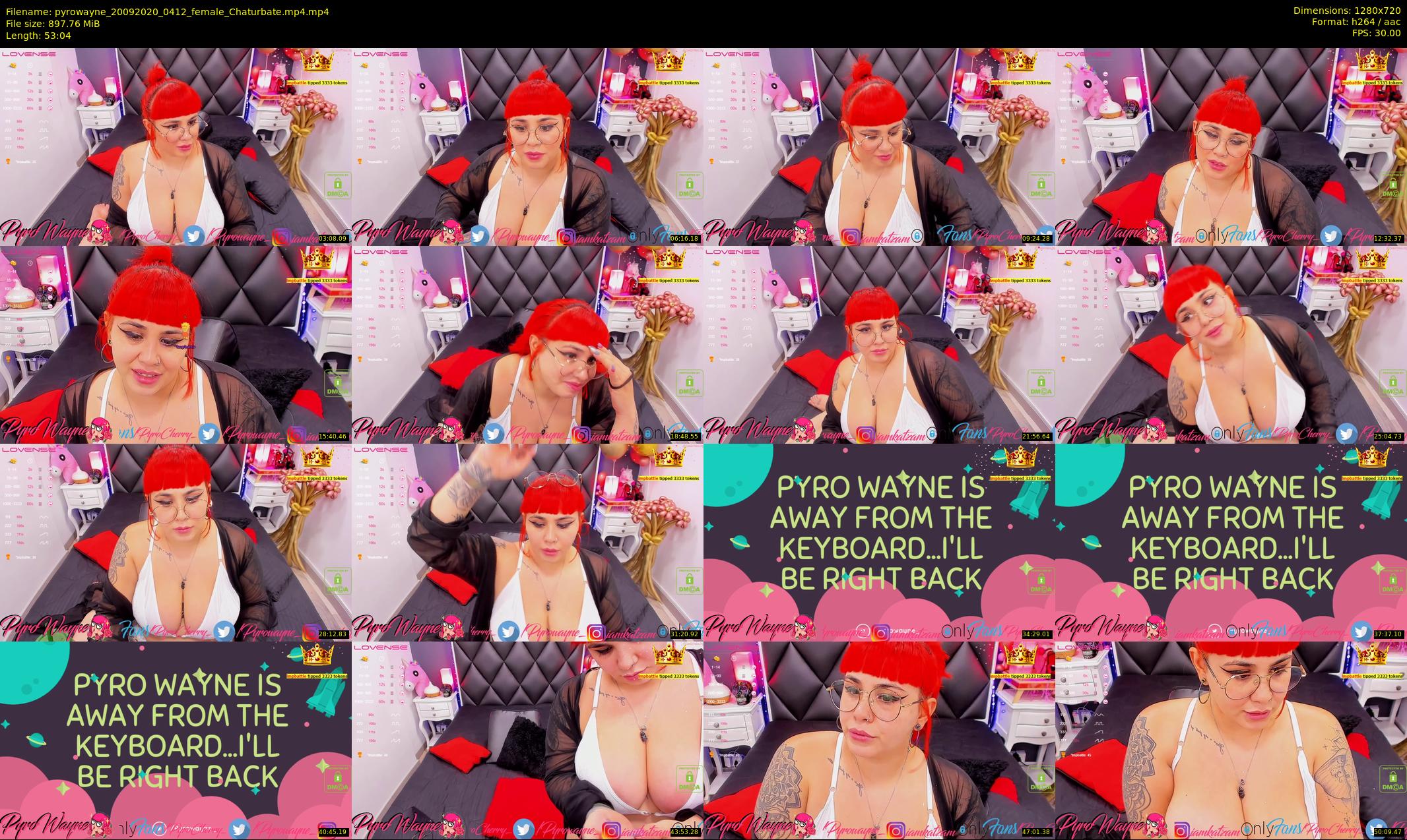 pyrowayne — 54 minute Chaturbate female cam show recording, 720p, Sep 20, 2020