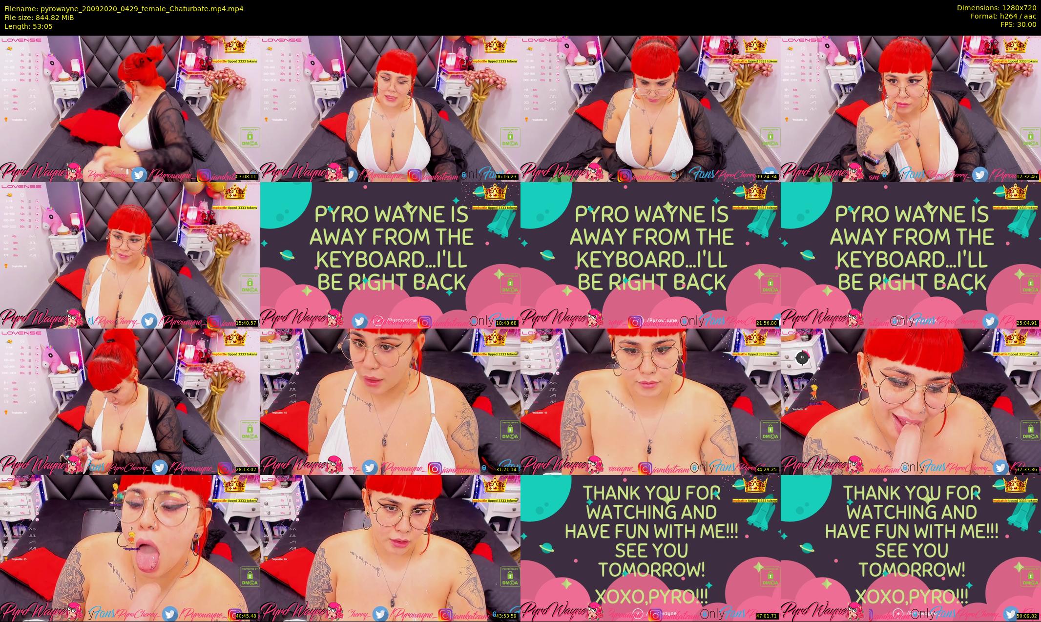 pyrowayne — 54 minute Chaturbate female cam show recording, 720p, Sep 20, 2020
