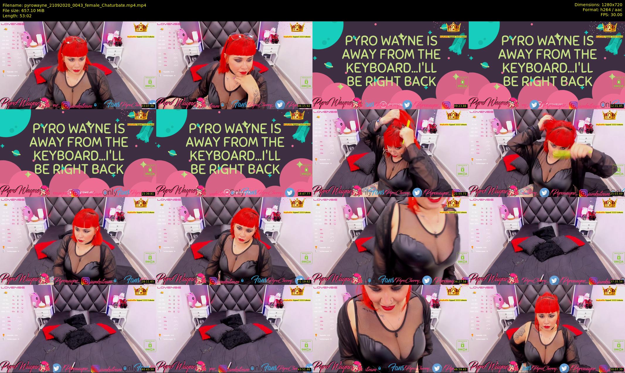 pyrowayne — 54 minute Chaturbate female cam show recording, 720p, Sep 21, 2020
