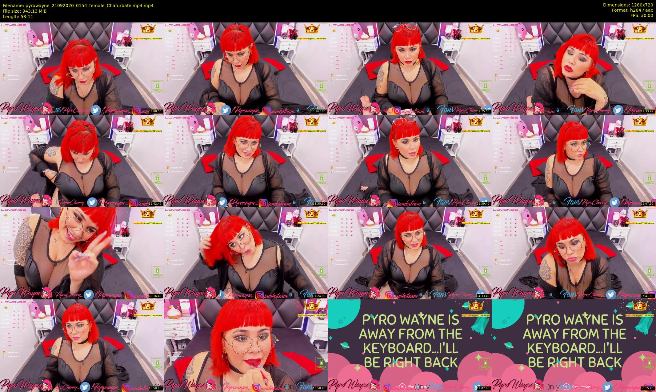 pyrowayne — 54 minute Chaturbate female cam show recording, 720p, Sep 21, 2020
