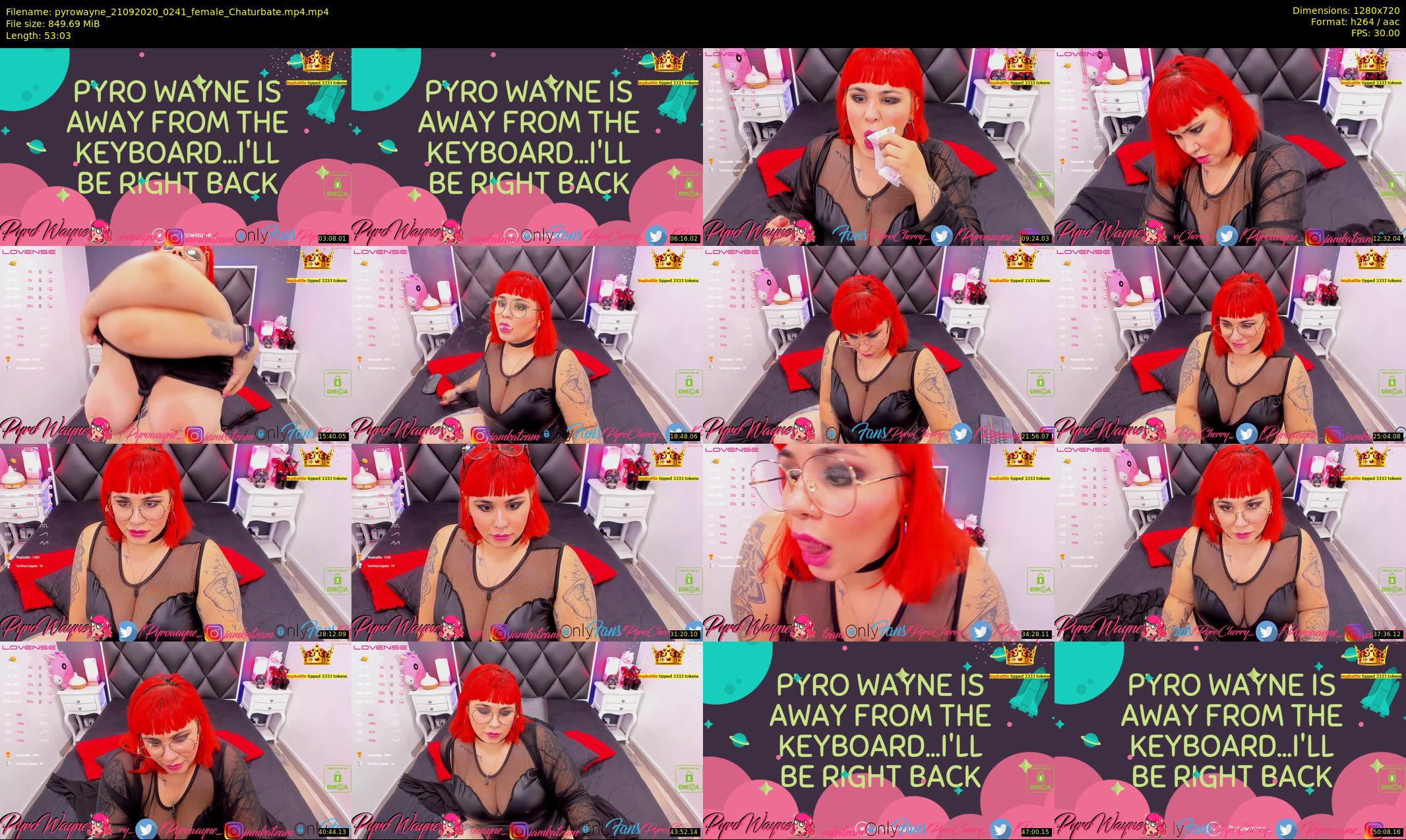 pyrowayne — 54 minute Chaturbate female cam show recording, 720p, Sep 21, 2020