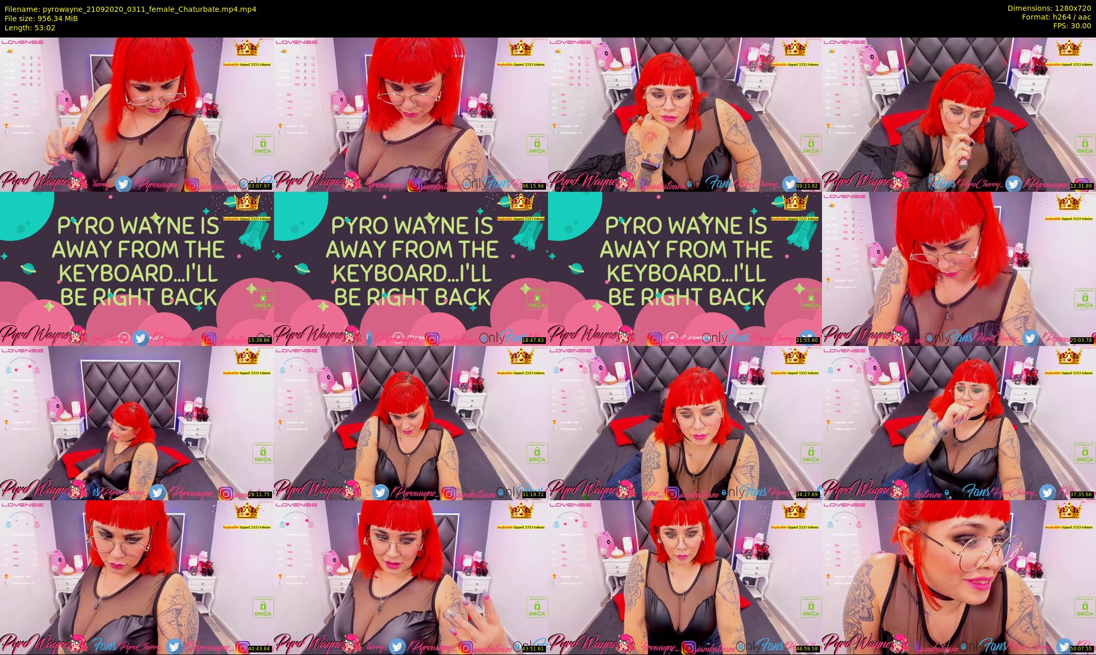 pyrowayne — 54 minute Chaturbate female cam show recording, 720p, Sep 21, 2020