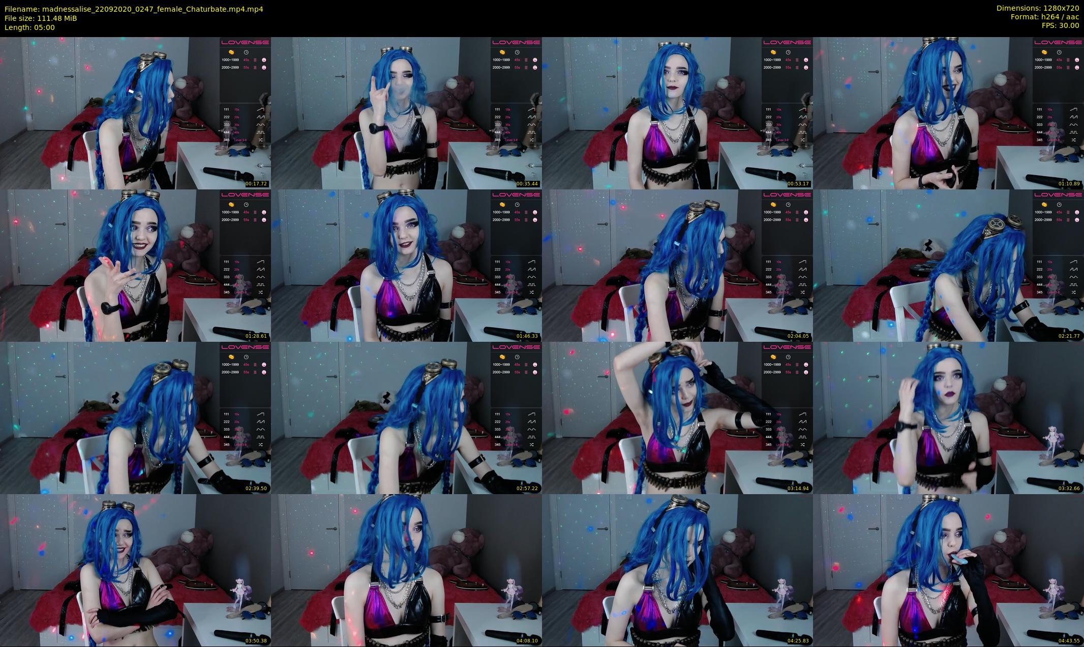 madnessalise — 5 minute Chaturbate female cam show recording, 720p, Sep 22, 2020