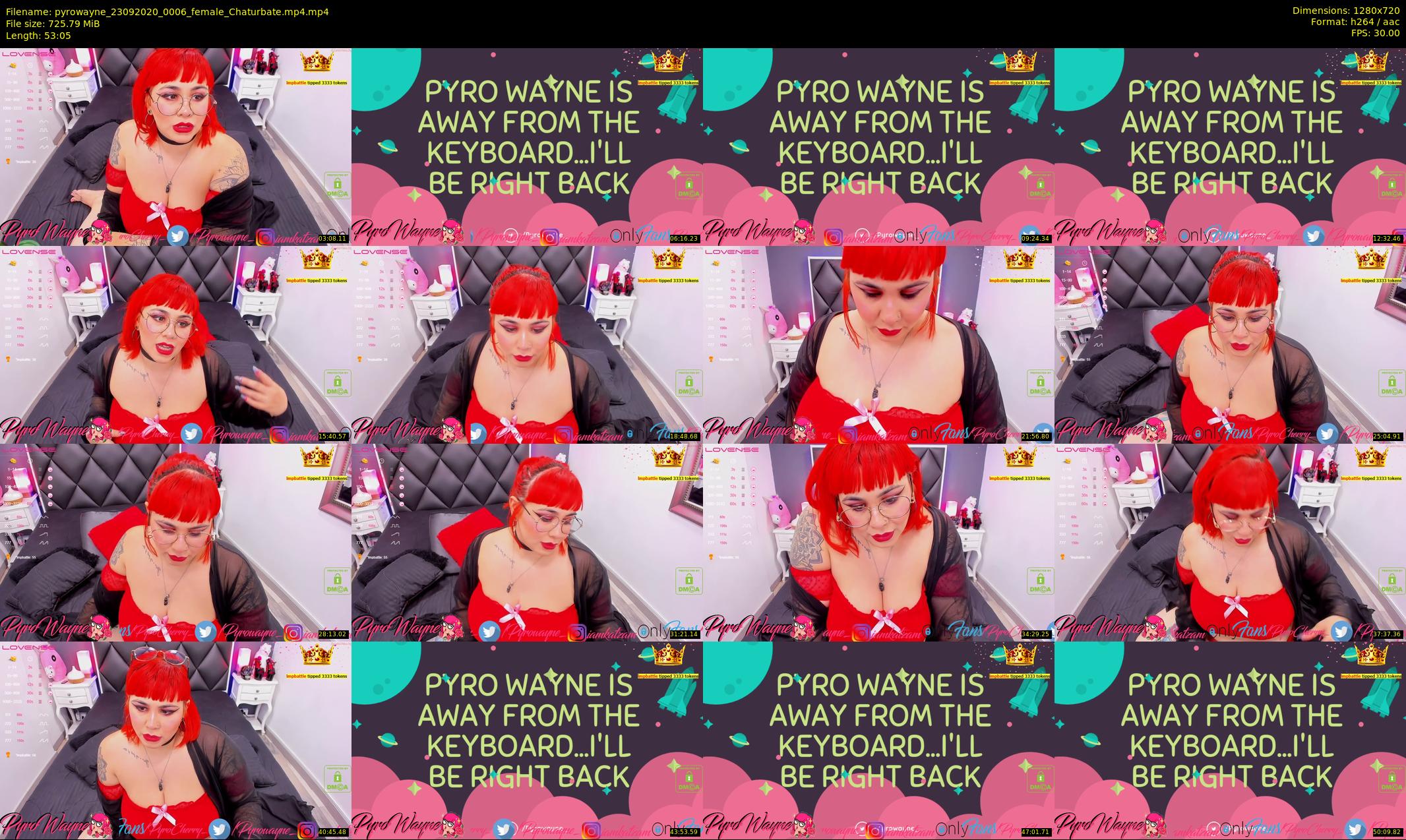 pyrowayne — 54 minute Chaturbate female cam show recording, 720p, Sep 23, 2020