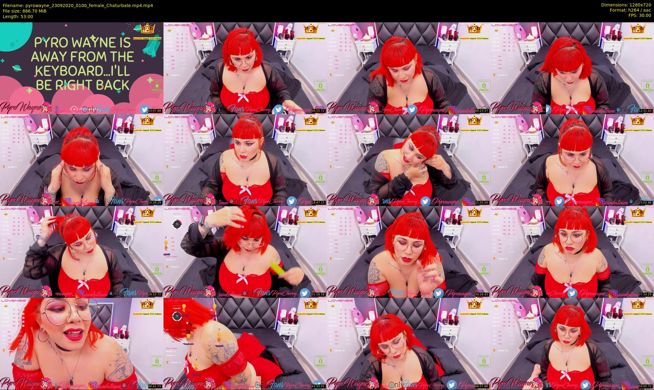 pyrowayne — 53 minute Chaturbate female cam show recording, 720p, Sep 23, 2020