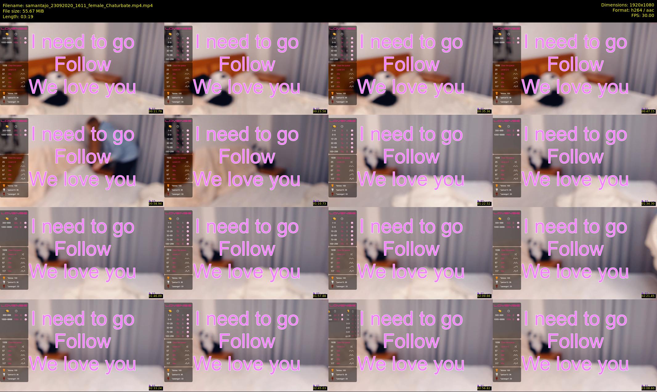 samantajo — 4 minute Chaturbate female cam show recording, 1080p, Sep 23, 2020