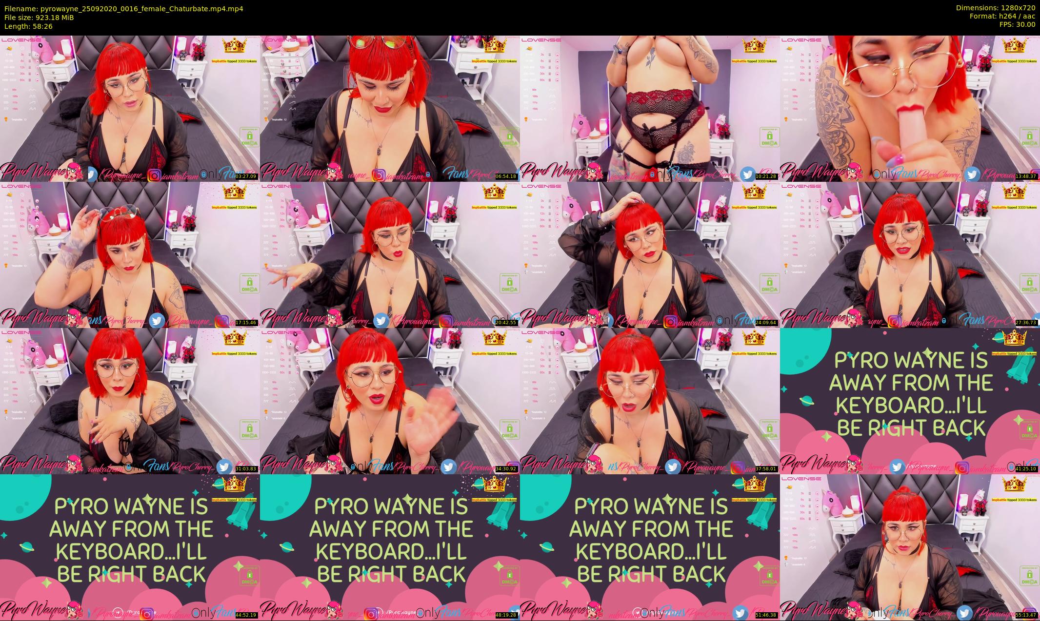 pyrowayne — 59 minute Chaturbate female cam show recording, 720p, Sep 25, 2020
