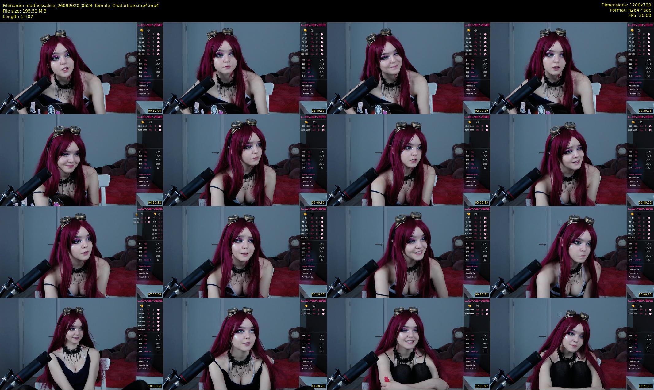 madnessalise — 15 minute Chaturbate female cam show recording, 720p, Sep 26, 2020