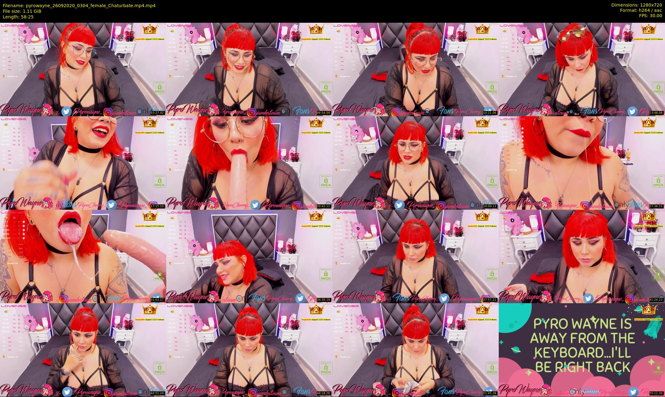 pyrowayne — 59 minute Chaturbate female cam show recording, 720p, Sep 26, 2020