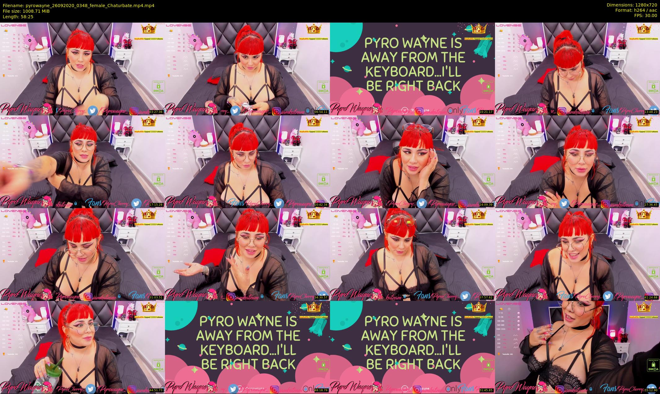 pyrowayne — 59 minute Chaturbate female cam show recording, 720p, Sep 26, 2020