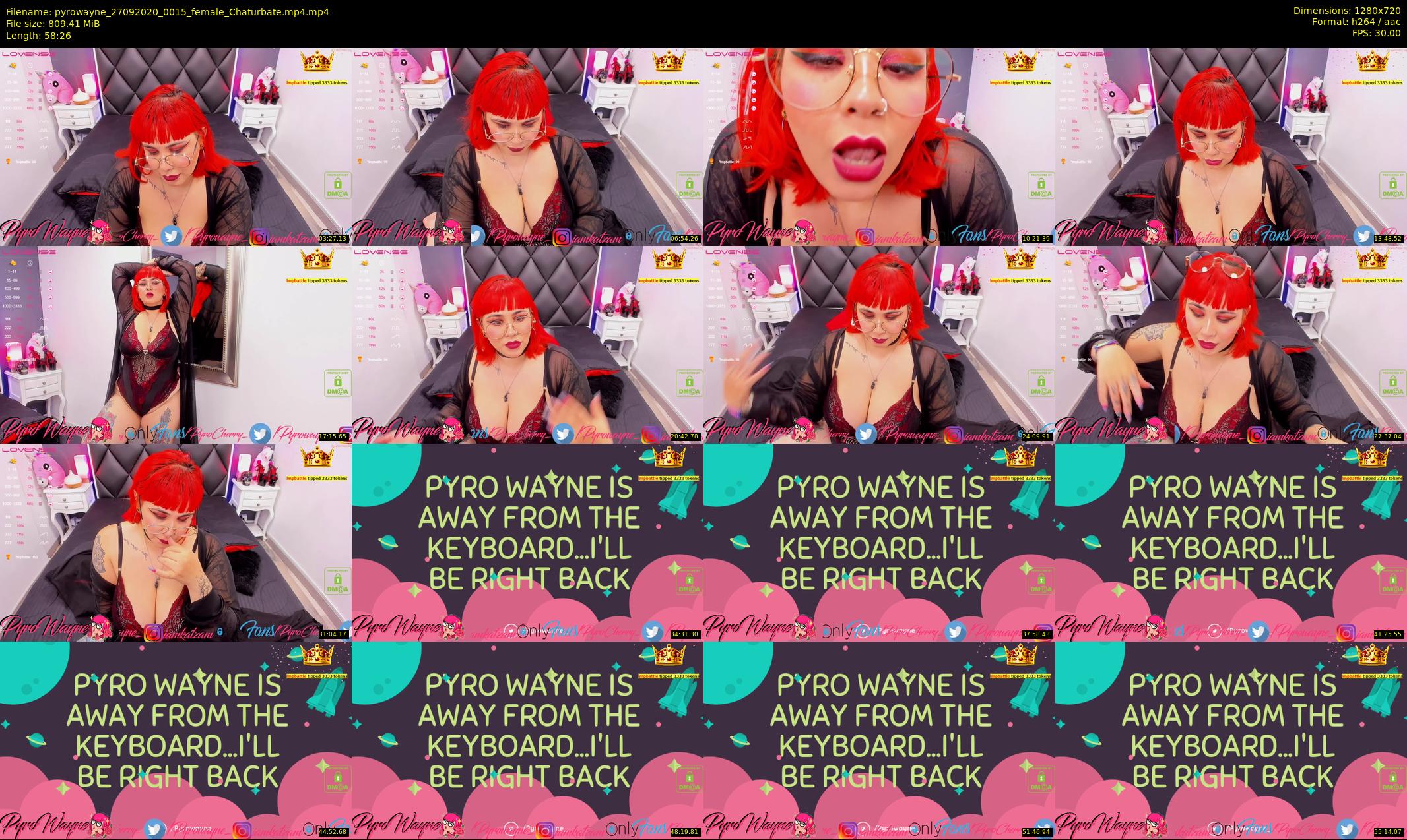 pyrowayne — 59 minute Chaturbate female cam show recording, 720p, Sep 27, 2020