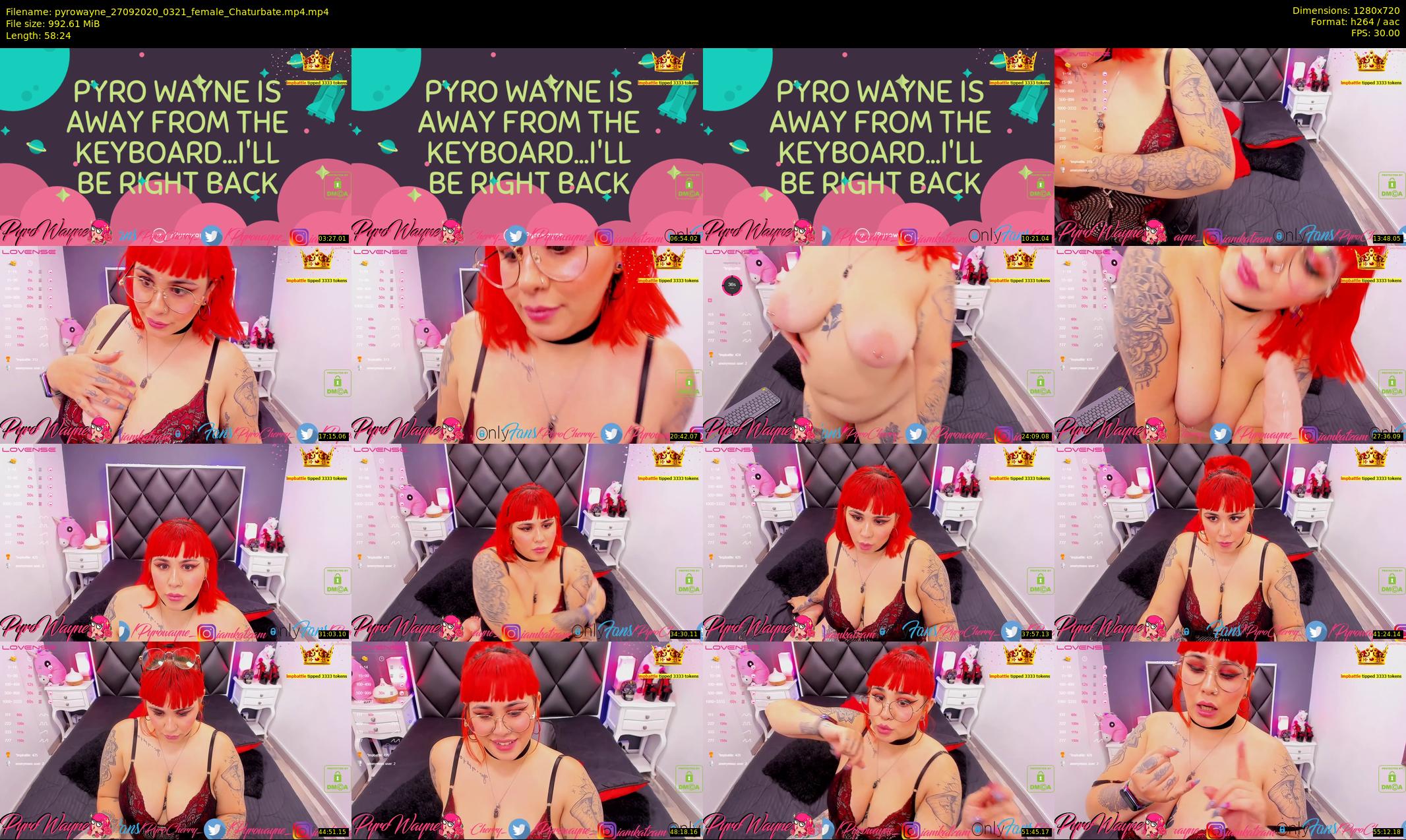 pyrowayne — 59 minute Chaturbate female cam show recording, 720p, Sep 27, 2020