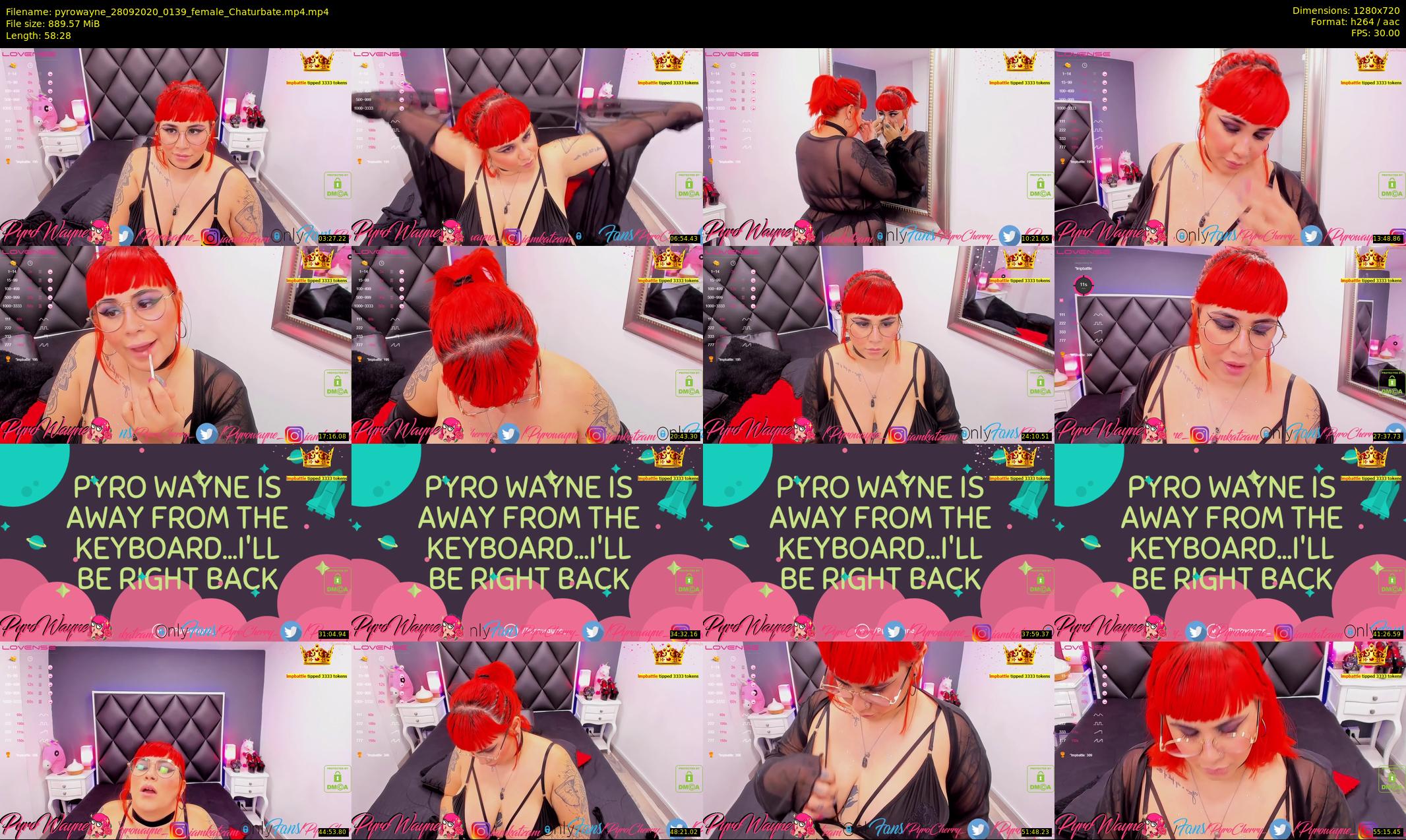 pyrowayne — 59 minute Chaturbate female cam show recording, 720p, Sep 28, 2020