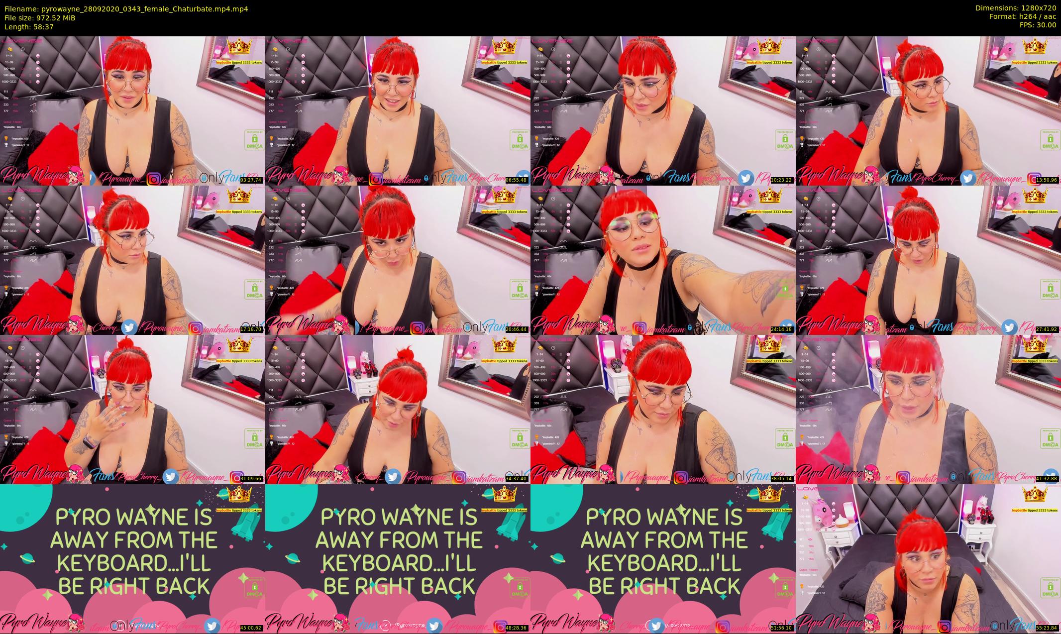 pyrowayne — 59 minute Chaturbate female cam show recording, 720p, Sep 28, 2020