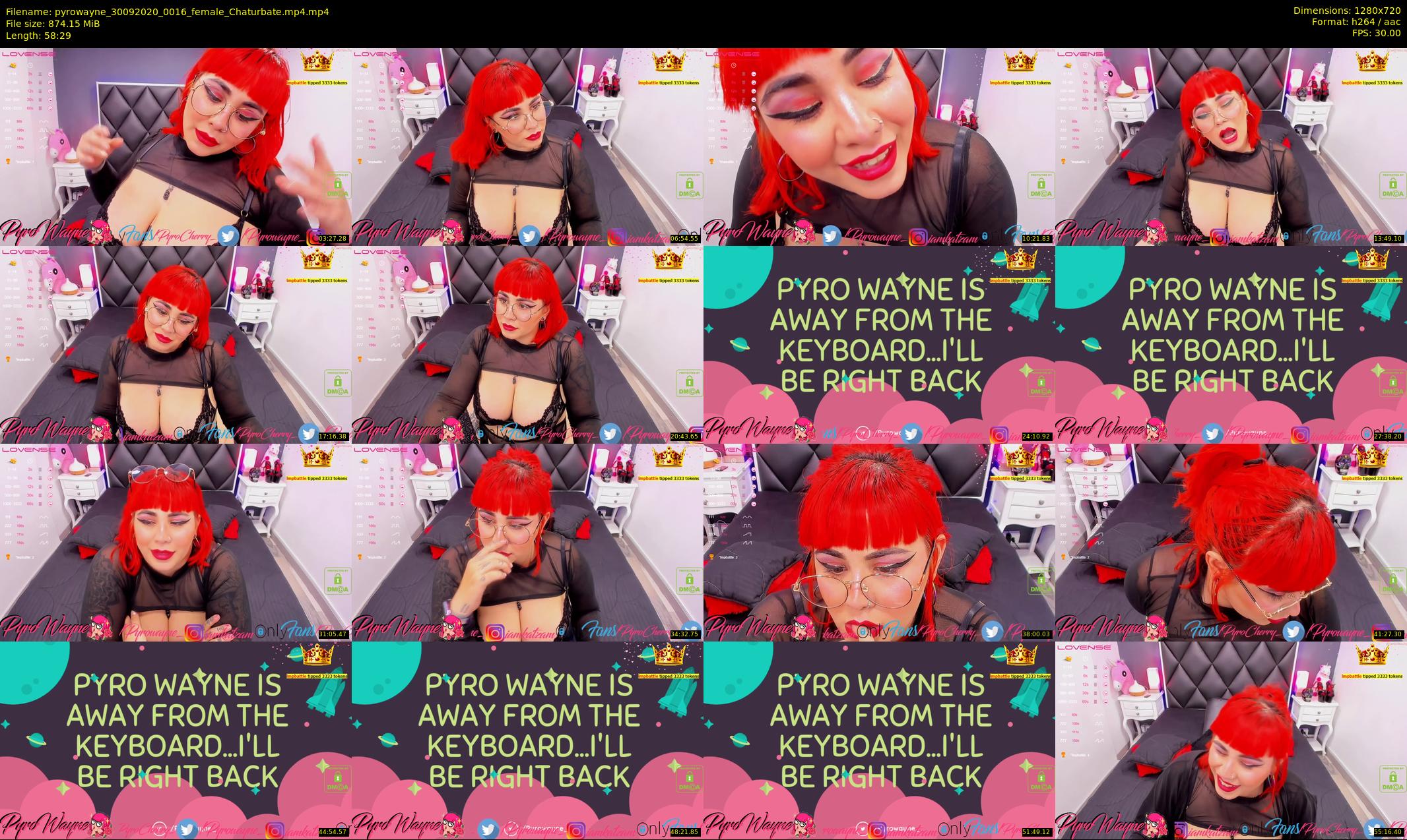 pyrowayne — 59 minute Chaturbate female cam show recording, 720p, Sep 30, 2020