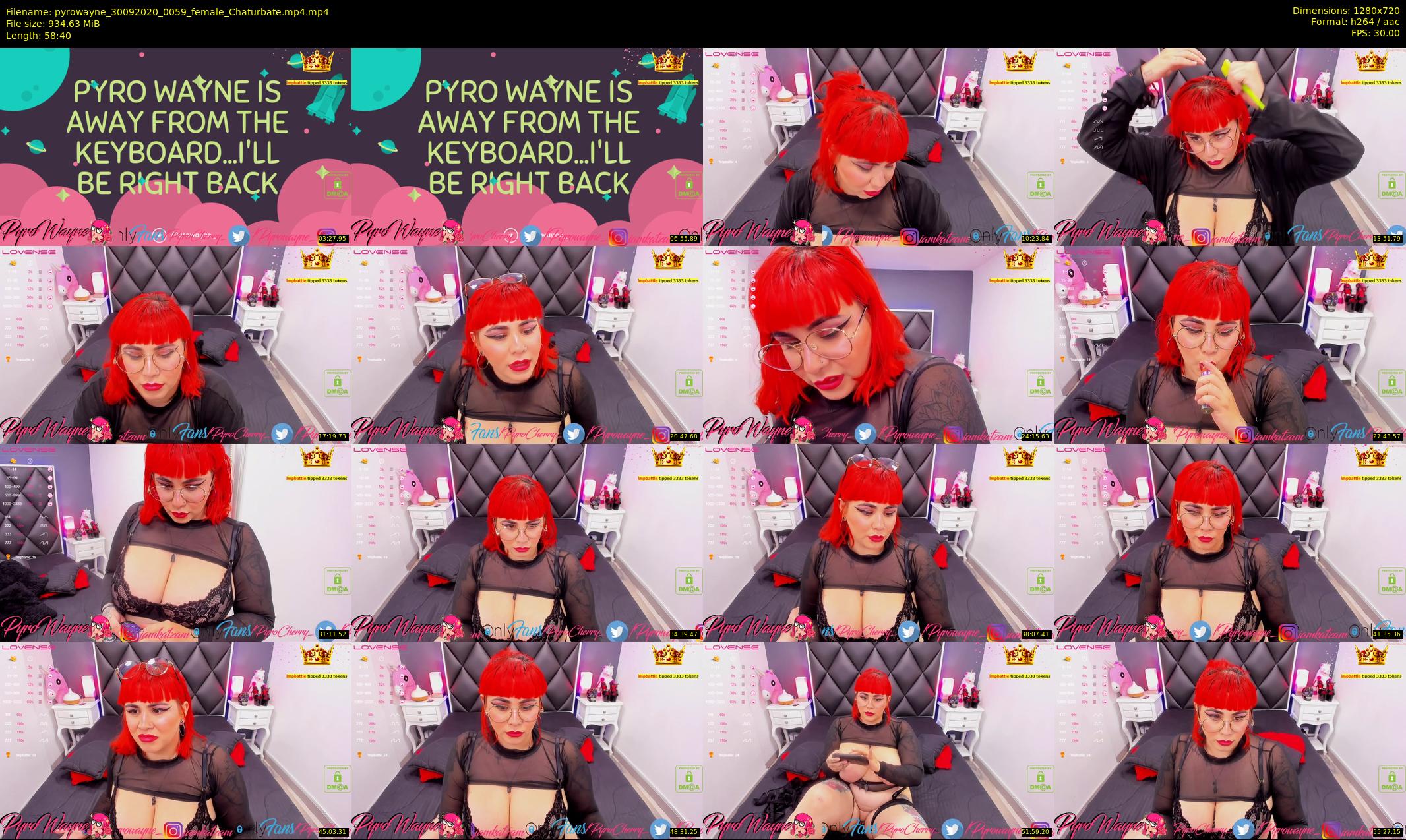 pyrowayne — 59 minute Chaturbate female cam show recording, 720p, Sep 30, 2020
