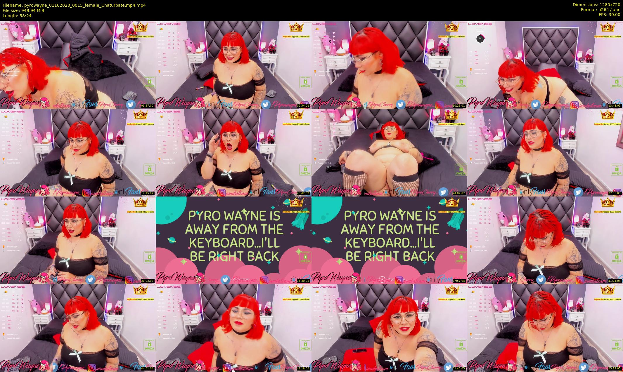 pyrowayne — 59 minute Chaturbate female cam show recording, 720p, Oct 1, 2020