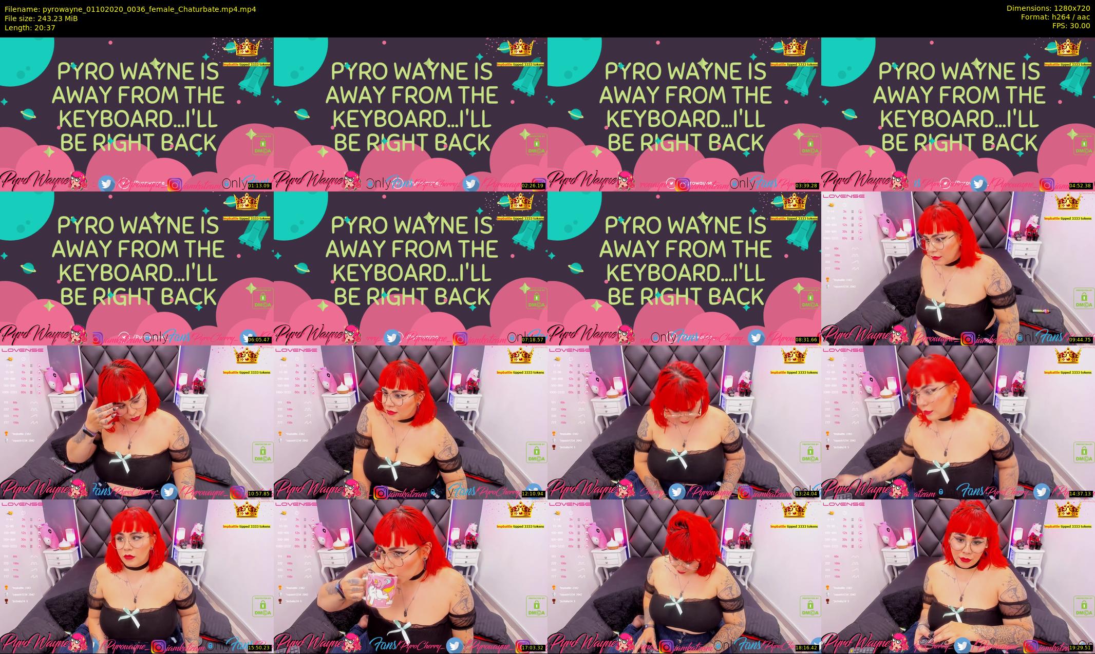 pyrowayne — 21 minute Chaturbate female cam show recording, 720p, Oct 1, 2020