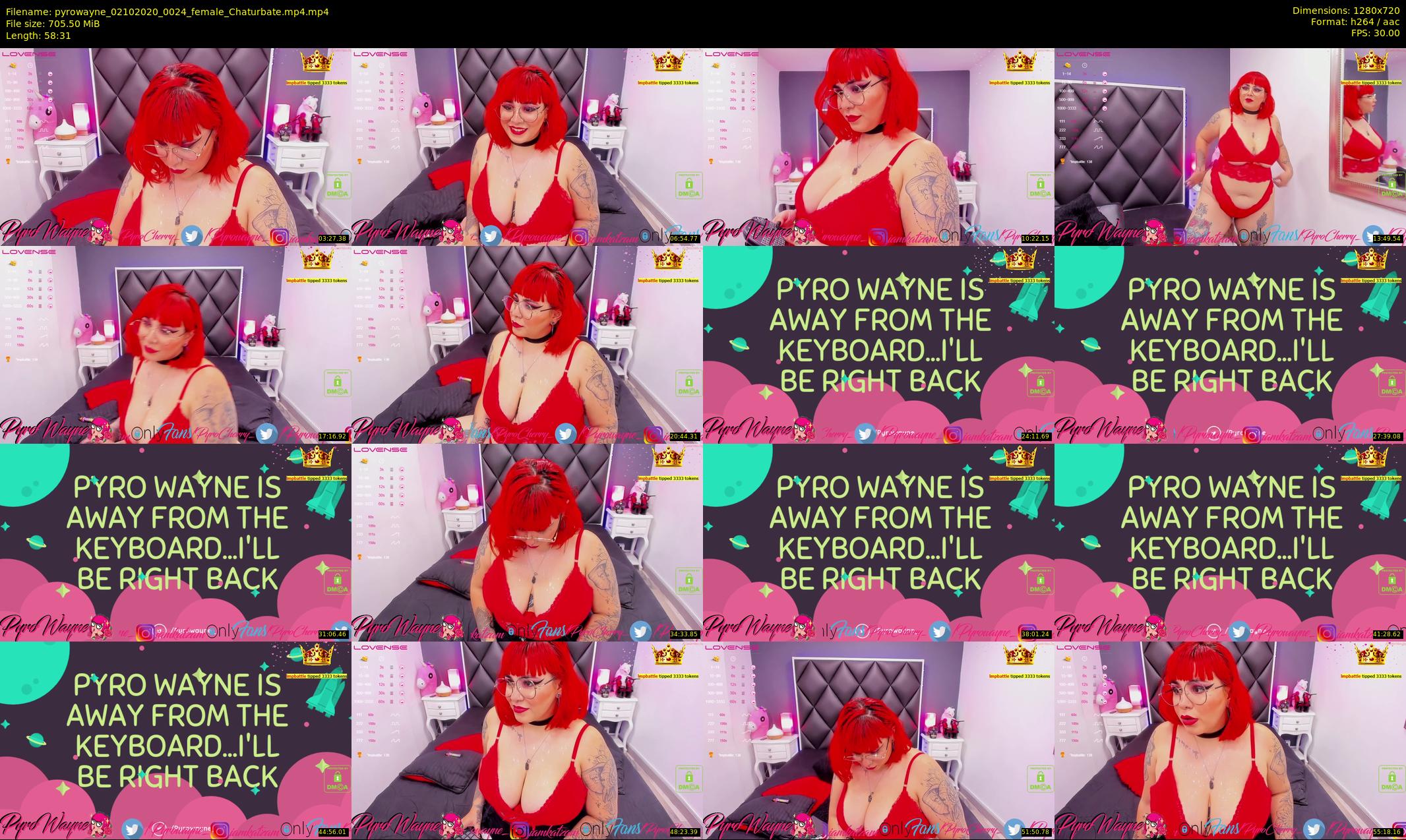 pyrowayne — 59 minute Chaturbate female cam show recording, 720p, Oct 2, 2020