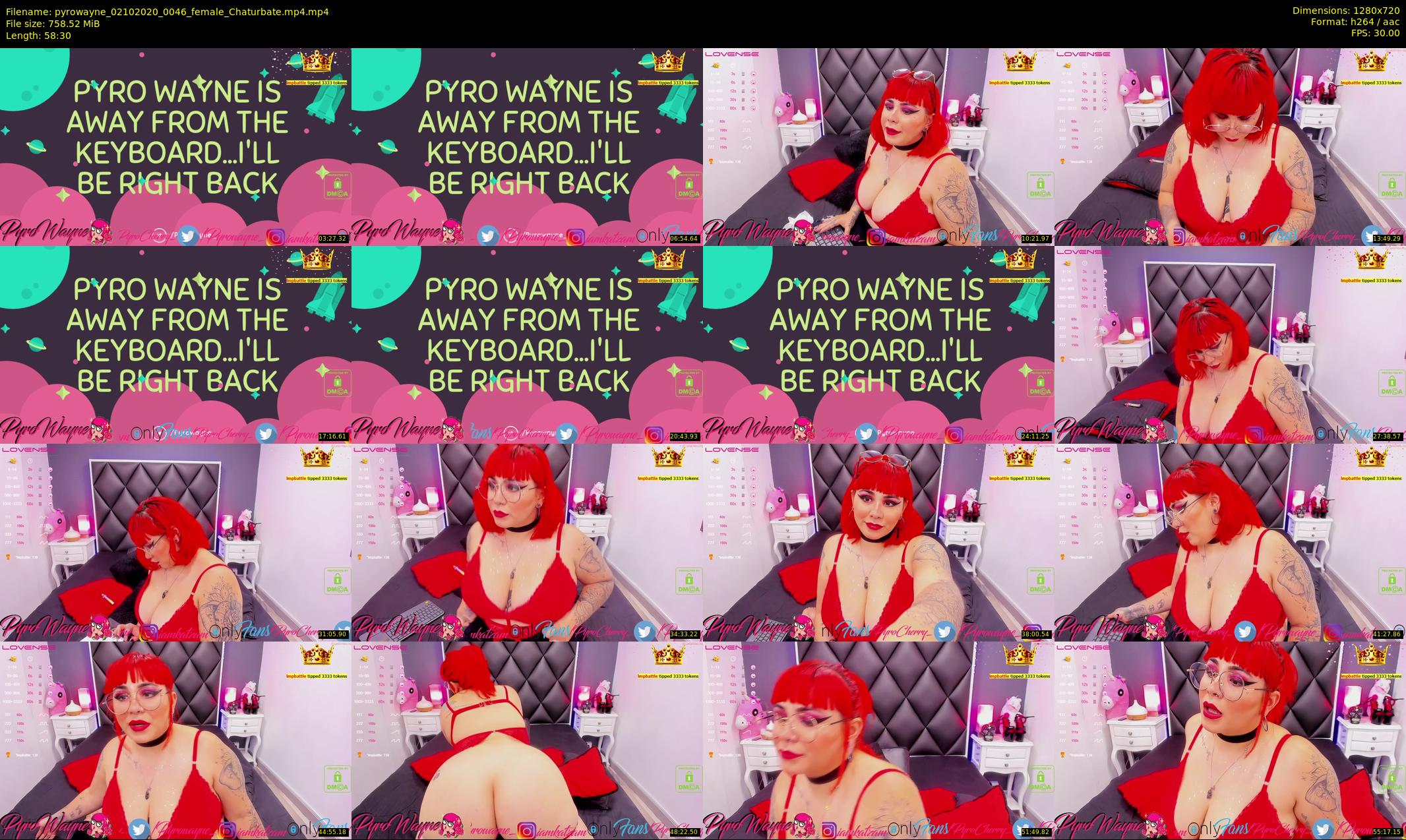 pyrowayne — 59 minute Chaturbate female cam show recording, 720p, Oct 2, 2020