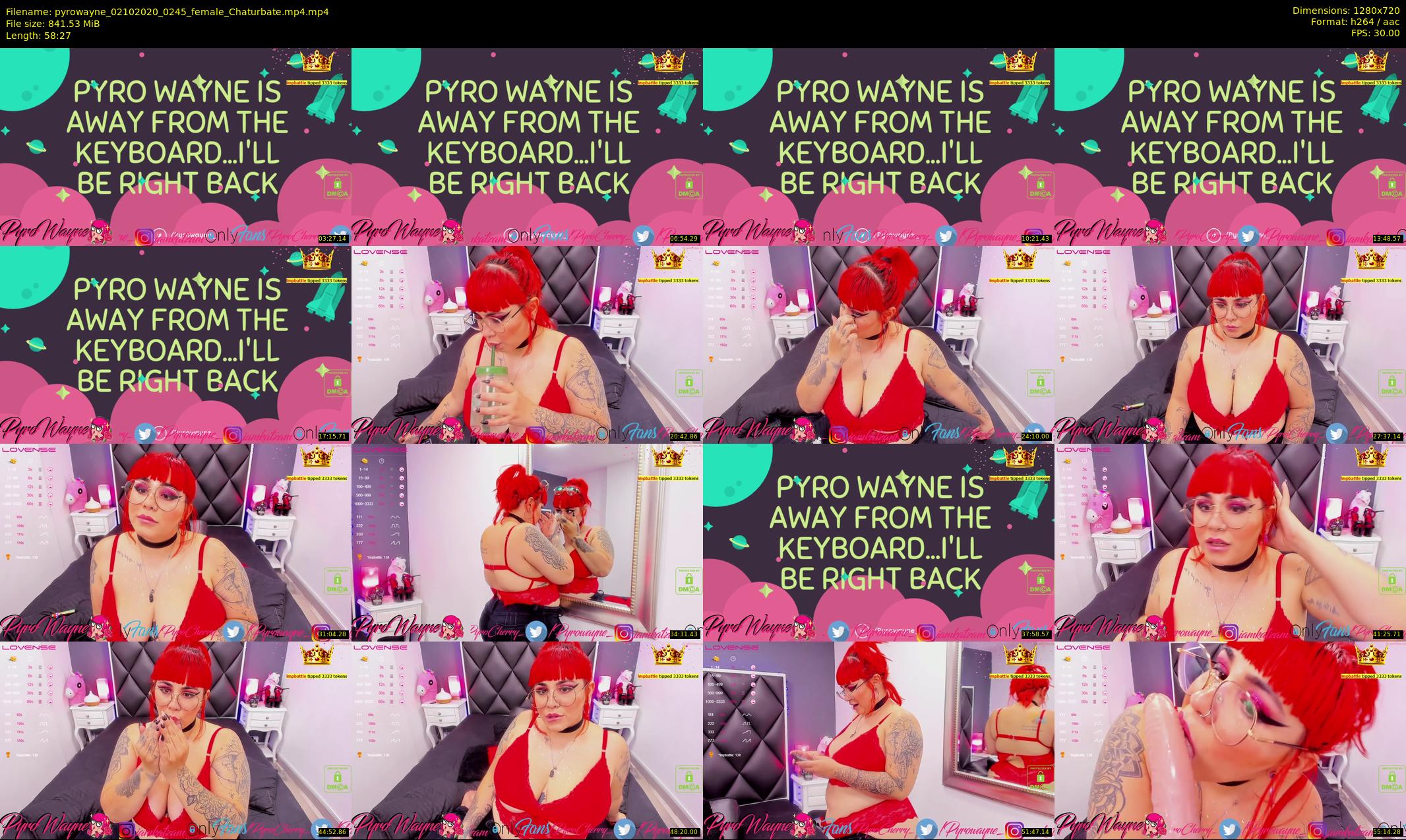 pyrowayne — 59 minute Chaturbate female cam show recording, 720p, Oct 2, 2020