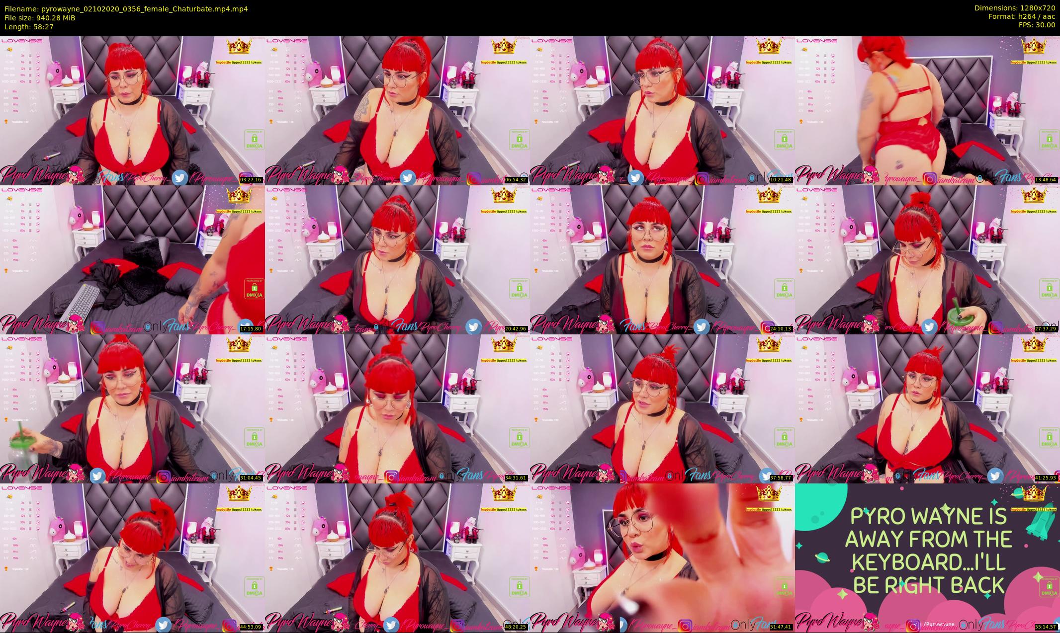 pyrowayne — 59 minute Chaturbate female cam show recording, 720p, Oct 2, 2020