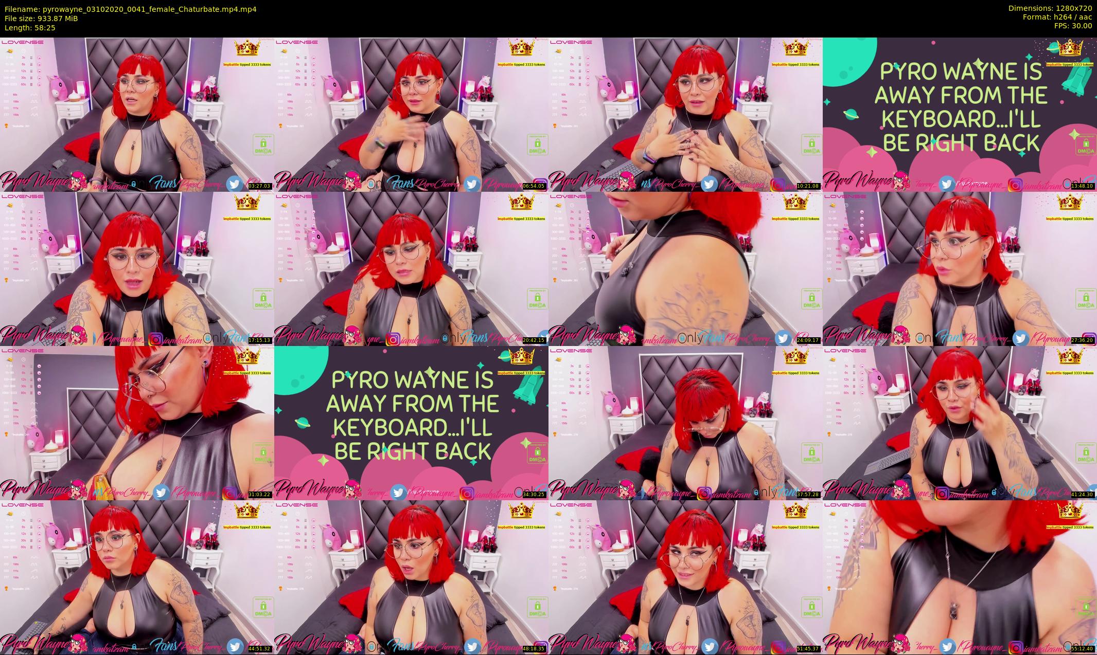 pyrowayne — 59 minute Chaturbate female cam show recording, 720p, Oct 3, 2020